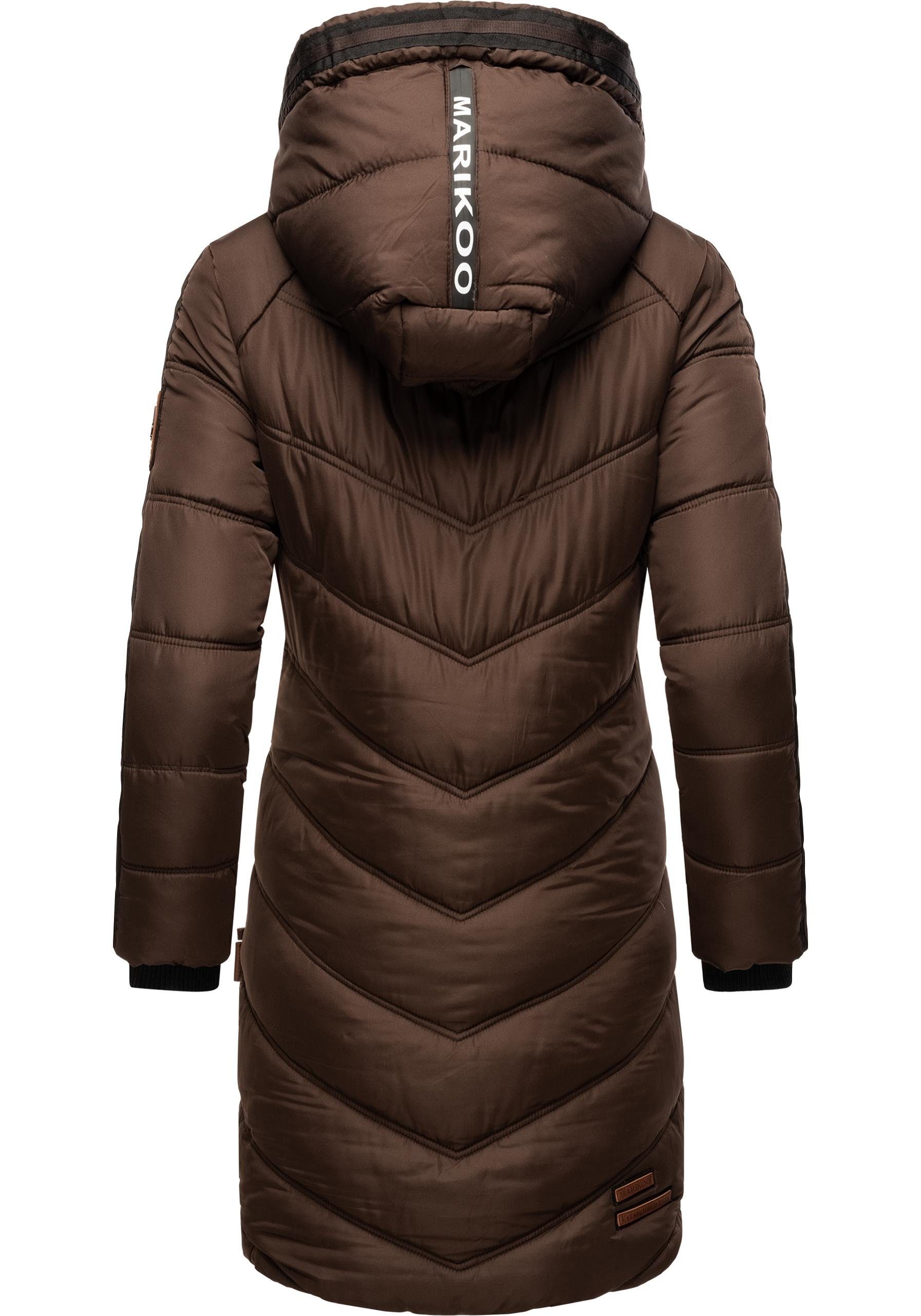 Marikoo Wintermantel Armasa modischer Damen Winter Steppmantel mit Kapuze