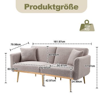 Powerwill Schlafsofa 3-Sitzer-Designsofa aus weichem Samt, Dreisitzer mit Bettfunktion 1 Teile, Stabile Metallbeinstütze