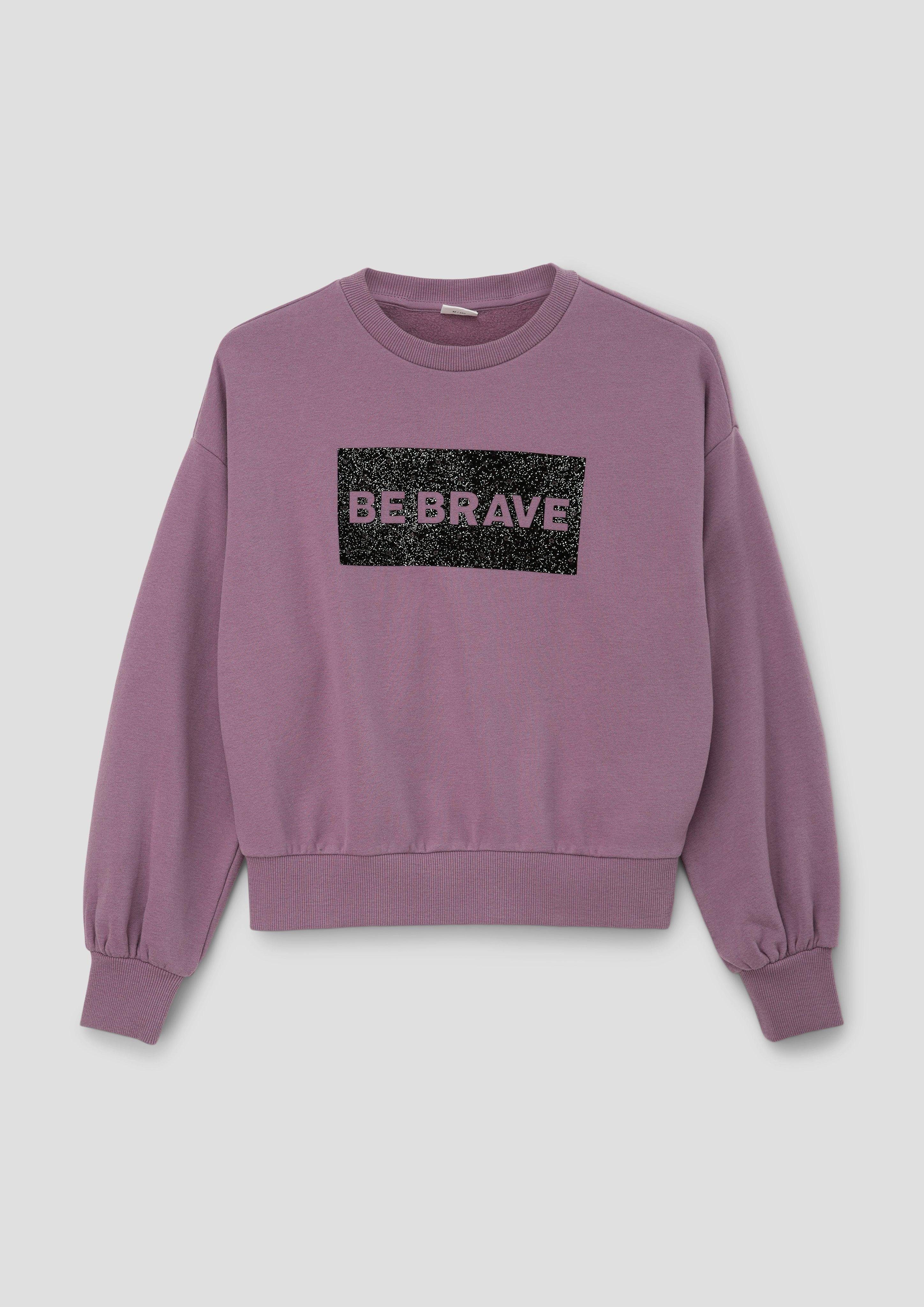 s.Oliver Sweatshirt Sweatshirt mit lavendel Frontprint Pailletten