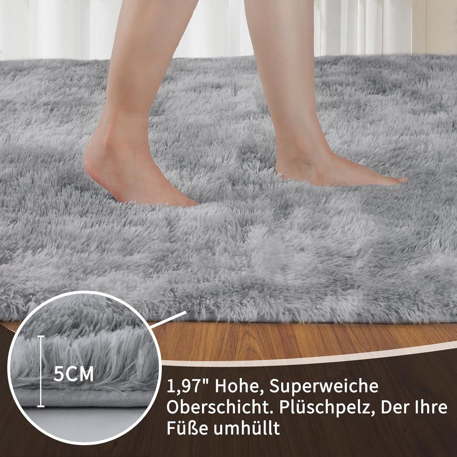 LuxusKollektion Hochflor-Teppich Teppich Hochflor Grau 200x300 Batik Hellgr günstig online kaufen