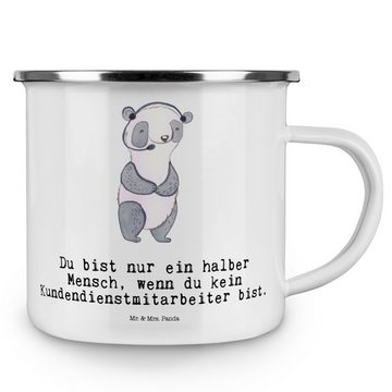 Mr. & Mrs. Panda Becher Kundendienstmitarbeiter Herz - Weiß - Geschenk, backoffice mitarbeite, Emaille, Kratzfeste Emaille