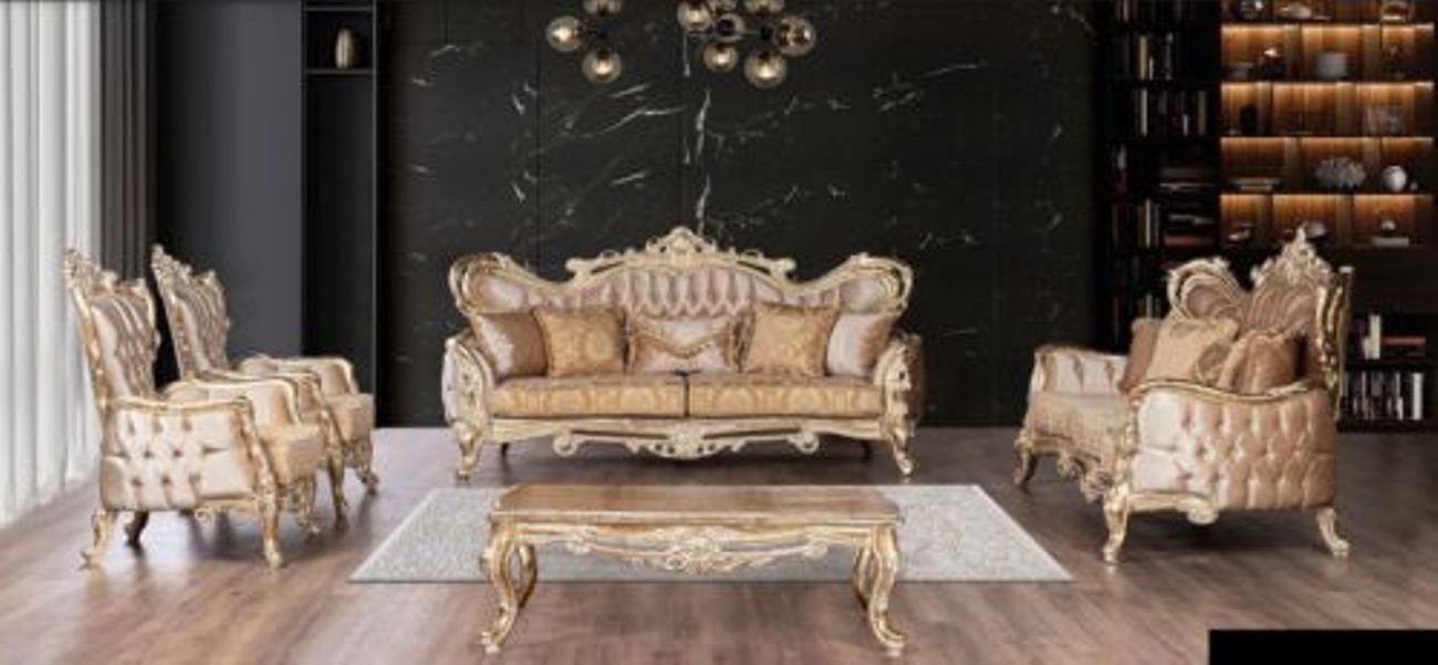 Luxus Sessel Sofagarnitur Sofa Wohnzimmer-Set, Sofas 5tlg JVmoebel Couchtisch 3+3+1+1 Sitzer