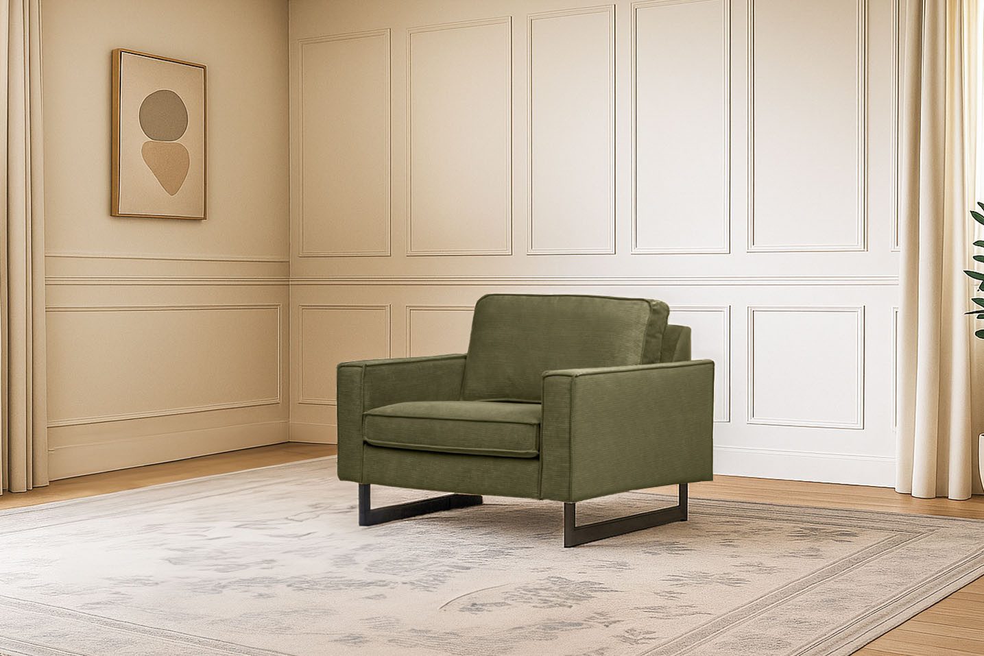 Home affaire Loveseat Pinto 105 cm, Cord, Chenille, Lederoptik, mit Keder, Metallfüßen und auch in Cord Bezug erhältlich