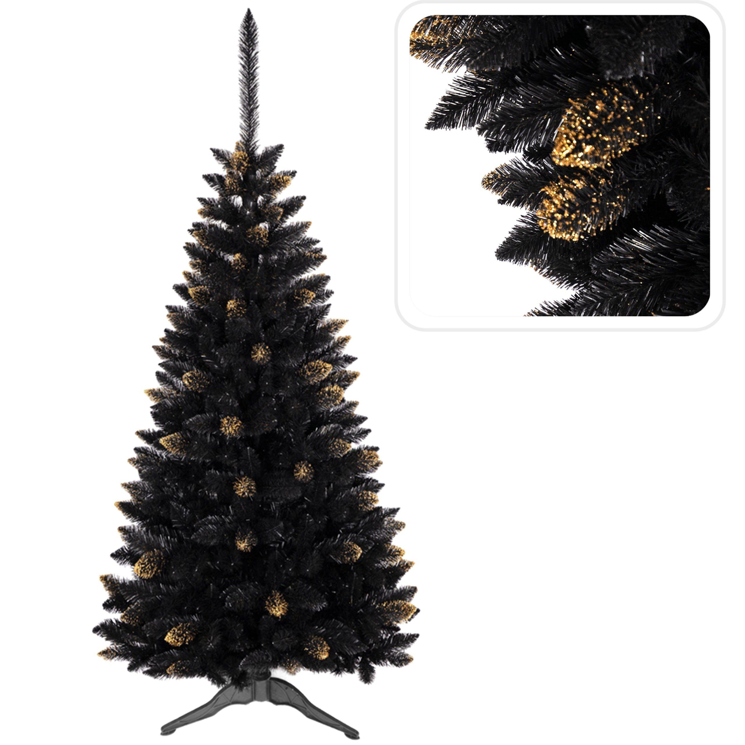 Künstlicher Sarcia.eu Ghana Weihnachtsbaum PVC, künstlicher Fichte Schwarzer Weihnachtsbaum gold 90cm