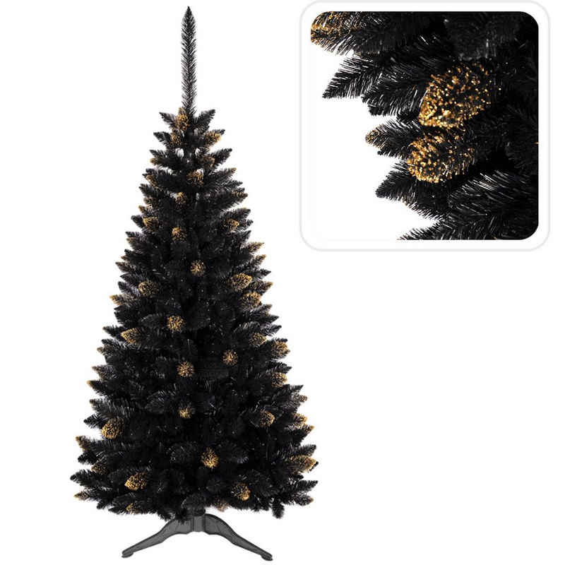 Sarcia.eu Künstlicher Weihnachtsbaum Schwarzer künstlicher Weihnachtsbaum Fichte Ghana PVC, gold 90cm