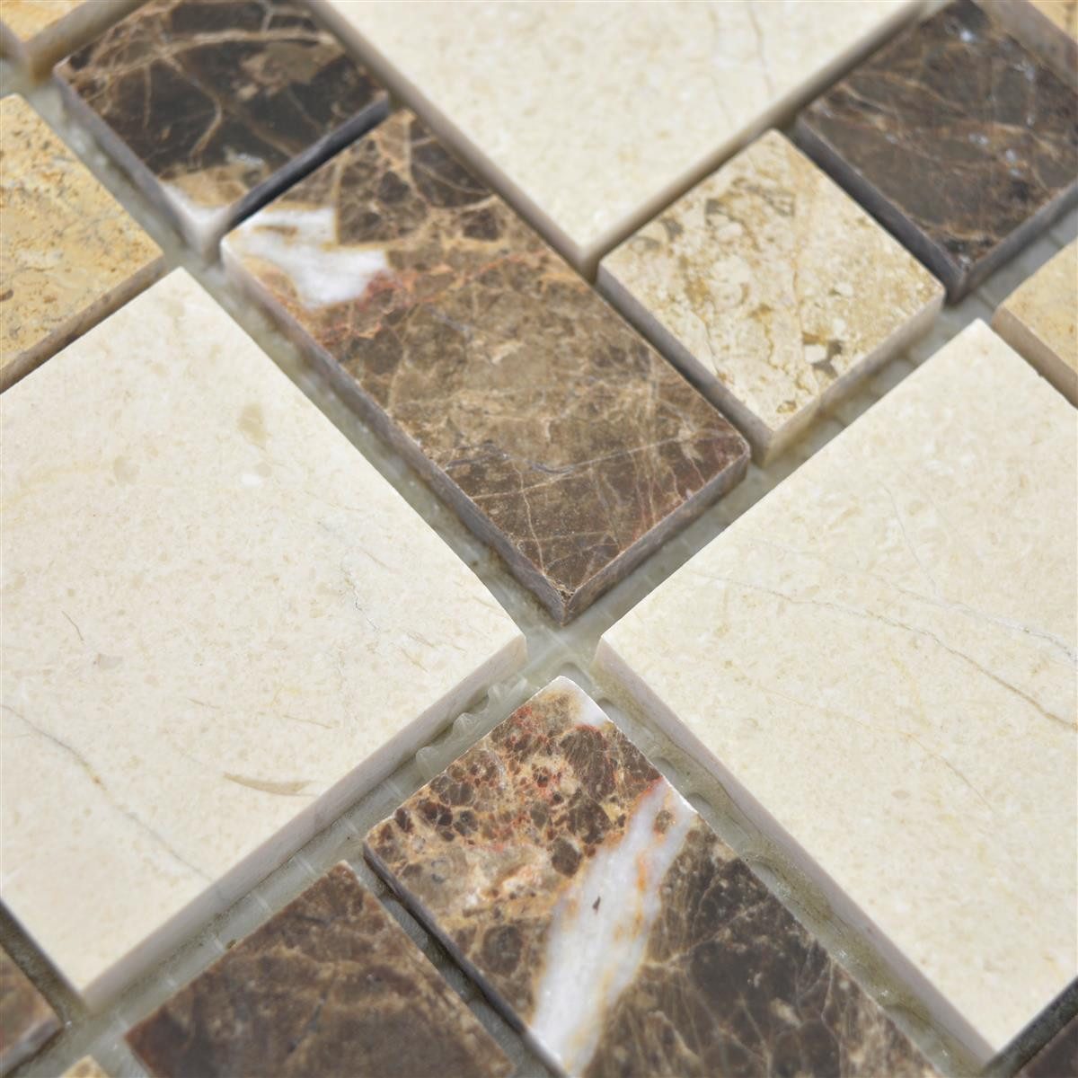 Mosafil Mosaikfliesen Marmor Naturstein Mosaik Fliesen Cordoba Braun Beige, Naturstein-Marmor 30.500x30.500, beige-braun, Verlegefertig auf ein Netz geklebt - Frostsicher - Wasserfest
