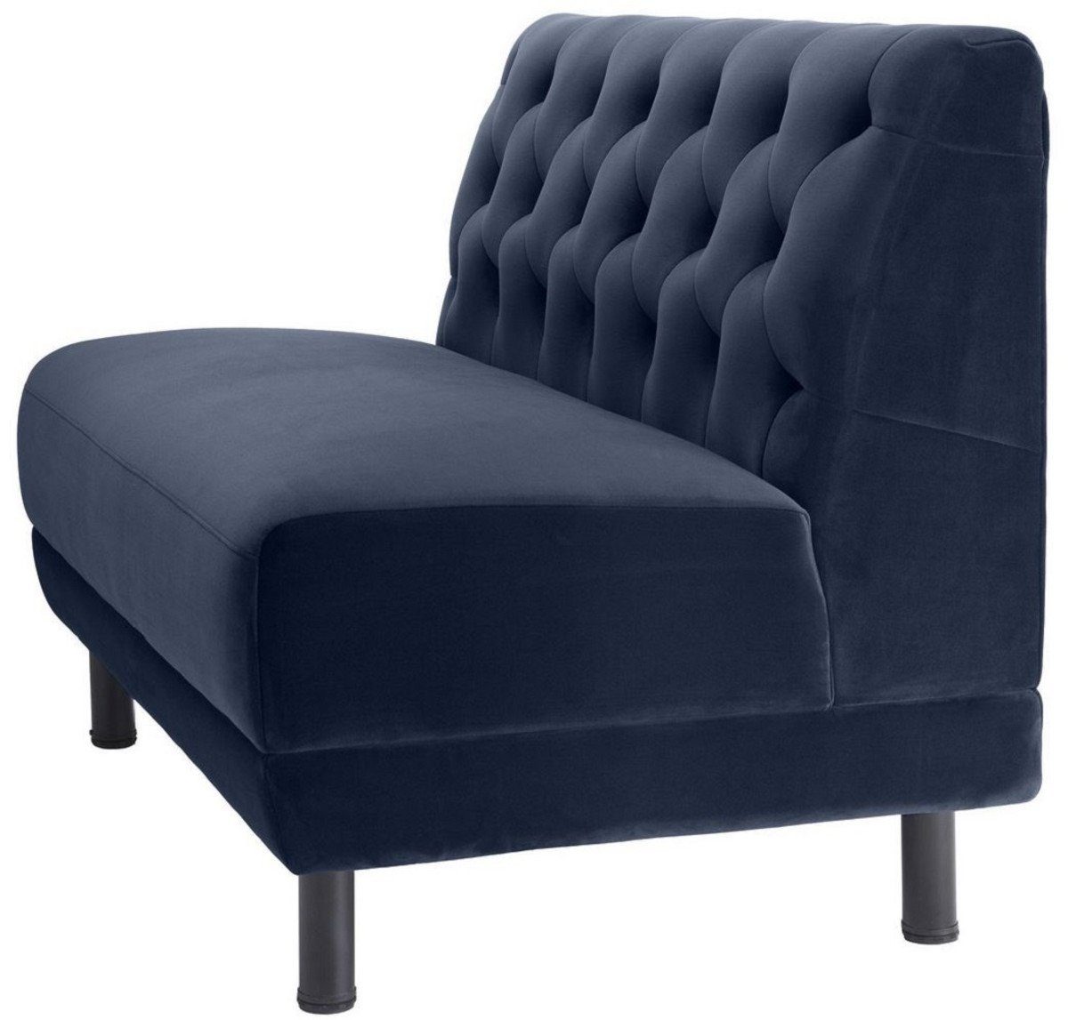 Luxus Casa 75 - edlem mit - cm Chesterfield-Sofa Luxus Samtstoff Couch x H. Chesterfield 121 / Wohnzimmer 85 Kollektion Schwarz x Sofa Padrino Mitternachtsblau