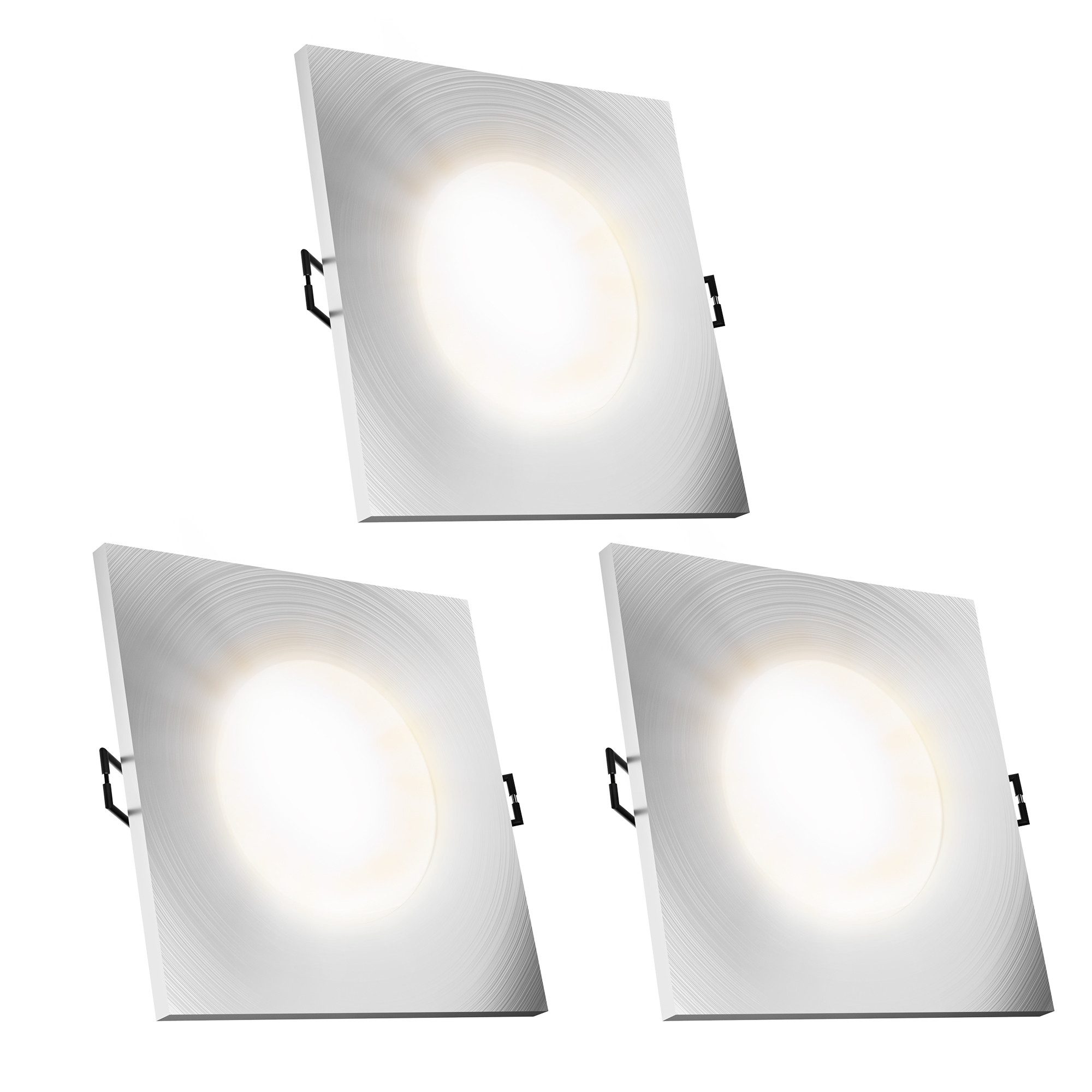 SSC-LUXon LED Außen-Deckenleuchte Einbaustrahler BEDA in silber gebuerstet & quadratisch IP65 mit LED, Neutralweiß