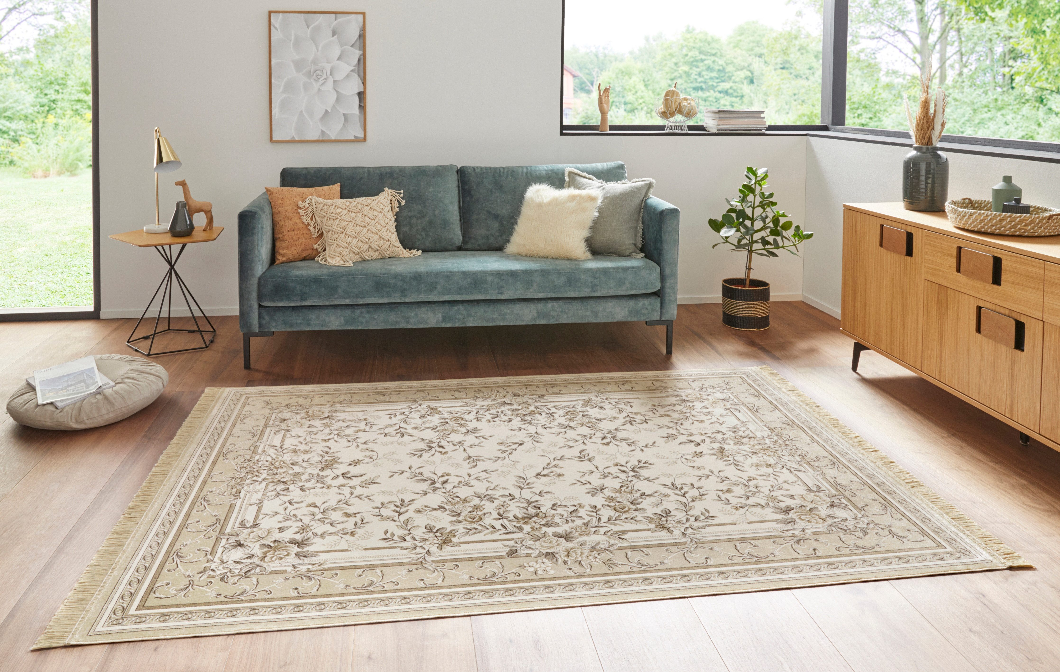HANSE Home Teppich Antik Flowers, rechteckig, Höhe: 5 mm, Orientalisch mit Fransen, Orient, Wohnzimmer, Schlafzimmer, Esszimmer