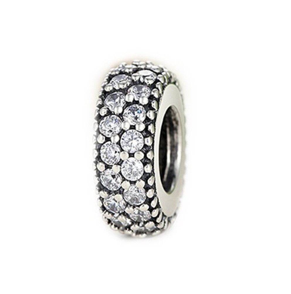 Bead Weißes Pavé Zwischenelement Charm, 925er Sterling Silber mit Zirkonia
