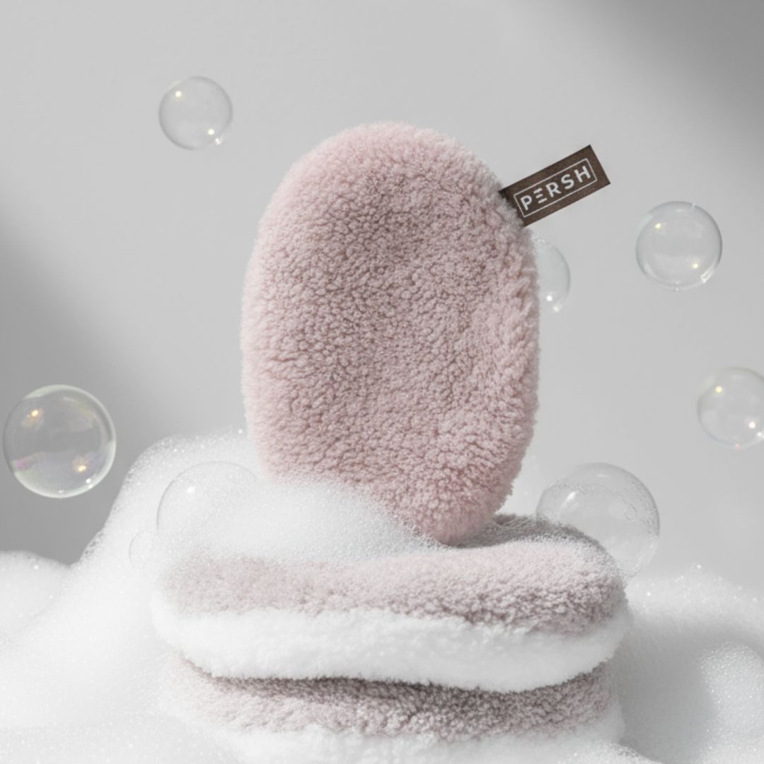 PERSH Make-up Schwamm PERSH x waschies® wiederverwendbares Reinigungspad, 1 tlg., fluffig-weich, Dermatologisch getestet, Hypoallergen
