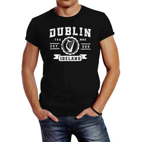 Neverless Print-Shirt Herren T-Shirt Dublin Irland Retro Design Aufdruck Print Schrift Fashion Streetstyle Neverless® mit Print