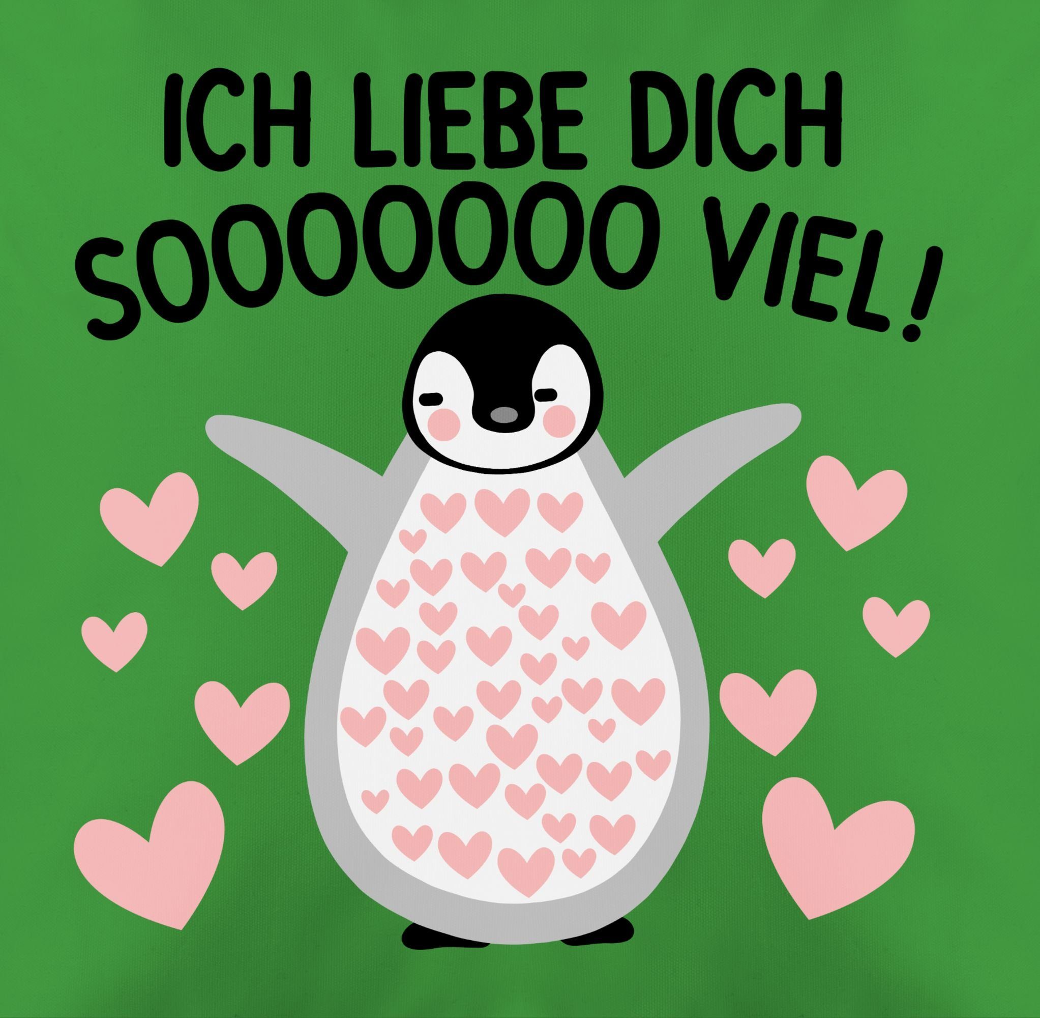 Ich Valentinstag (1 SOOOO viel Geschen, Stück), Valentinstag Pinguin liebe Shirtracer Geschenk Dekokissen viel dich - Kissenbezüge so liebe