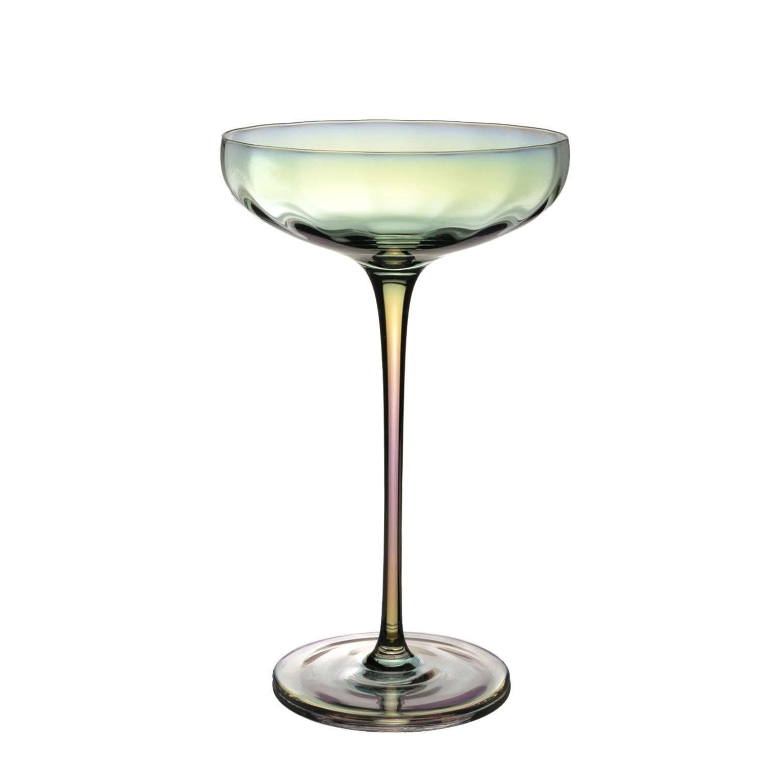 Intirilife Martiniglas, Glas, Martini Cocktail Glas Regenbogen Schimmer Wellenform 140 ml
