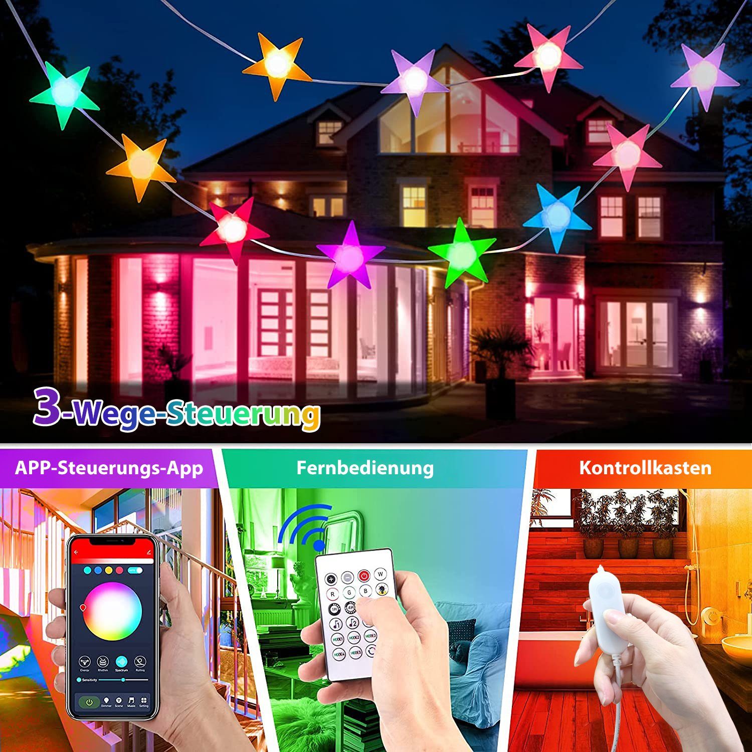 Dekoration Intelligente LED-Lichterkette LED-Stern-Lichterketten Oneid Party für Schlafzimmer