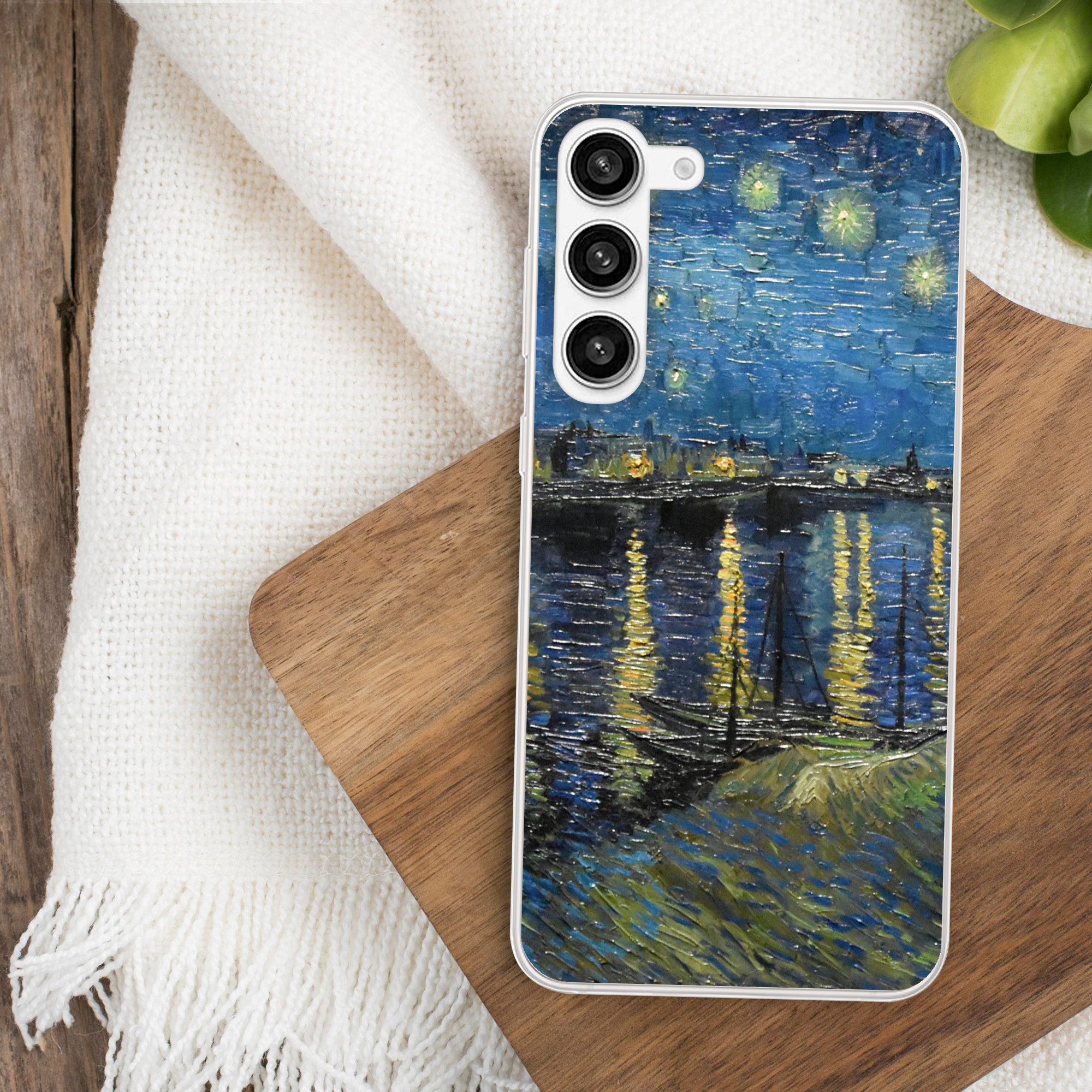 MuchoWow Handyhülle für Samsung Galaxy S23 Plus Sternennacht über der Rhone - Van Gogh - K, Phone Case, Silikon, Schutzhülle Dünn