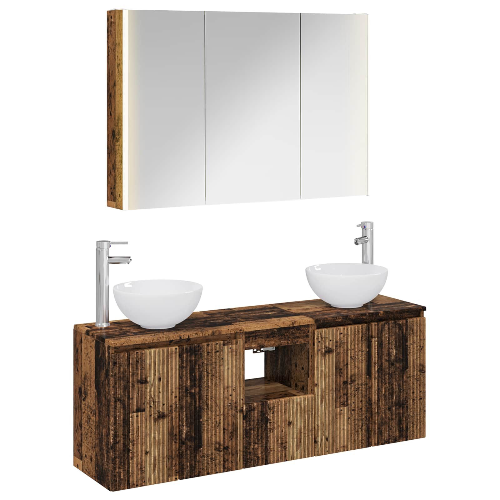 Gartenlounge-Set Badezimmerschrank-Set 4 pcs Altholz 103,5 x 15,5 x 70 cm