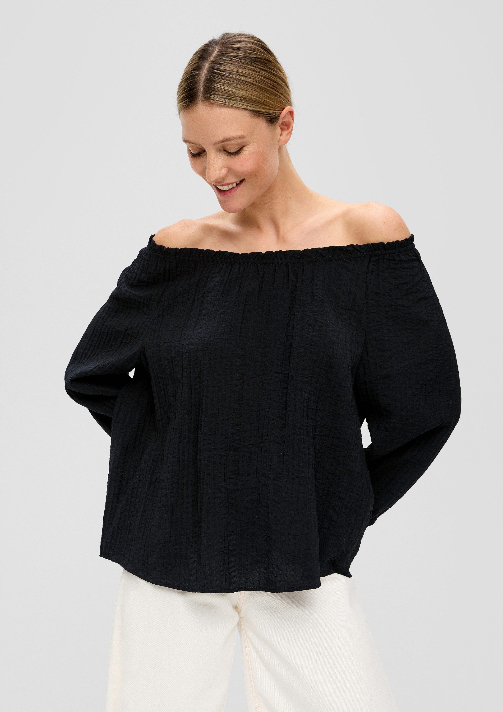 s.Oliver Kurzarmbluse Bluse Off-Shoulder-Bluse aus Viskosemix