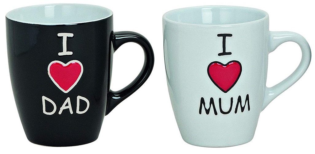 G. Wurm Tasse Tasse Becher I love Mum Dad Keramik 2 er Set, Keramik