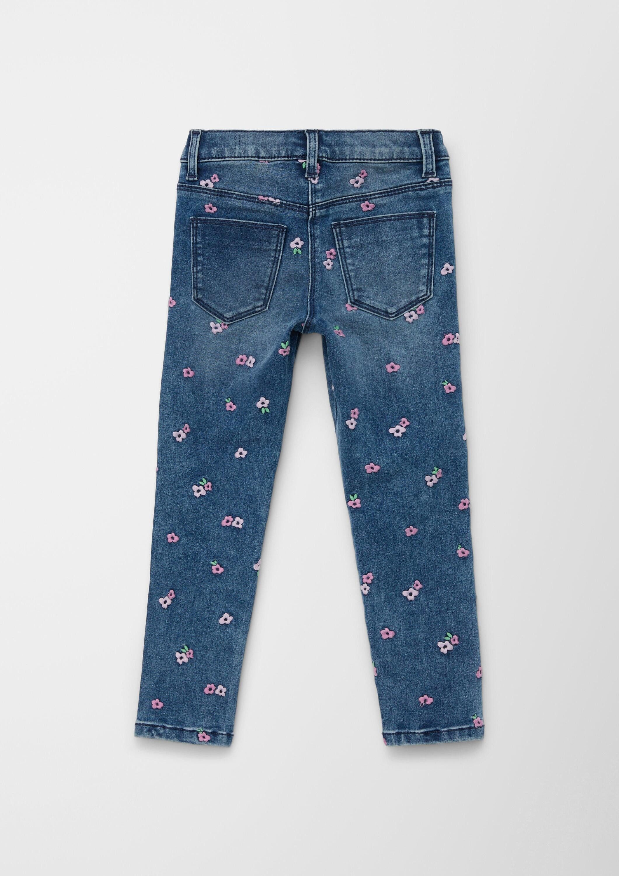 s.Oliver Slim-fit-Jeans Jeans-Hose Jeans / Slim Fit / High Rise / Slim Leg / Blumenstickerei