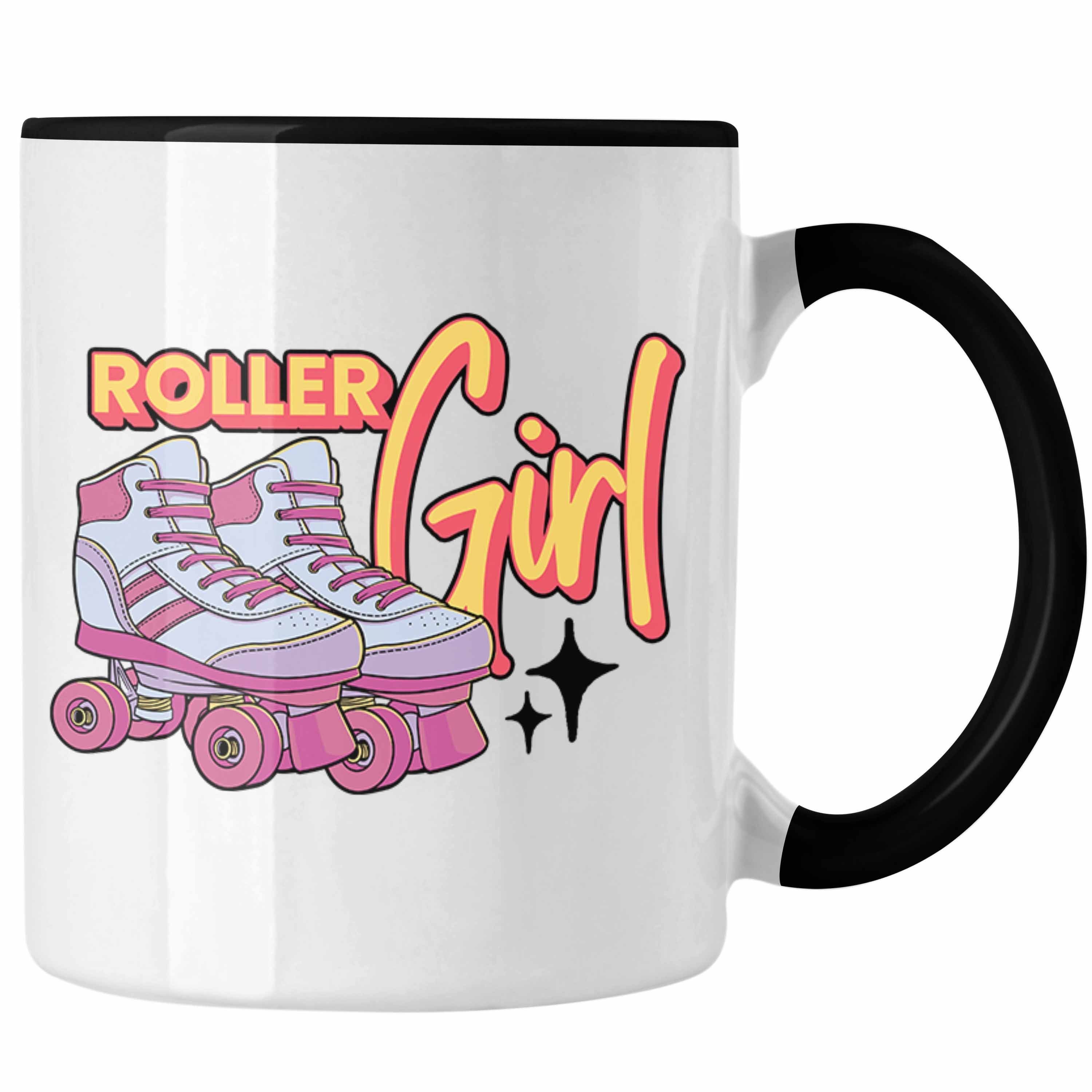 Geschenk "Roller Girl" Schwarz Roller für Lustige Trendation Tasse Nostal Rollschuh Girls Tasse