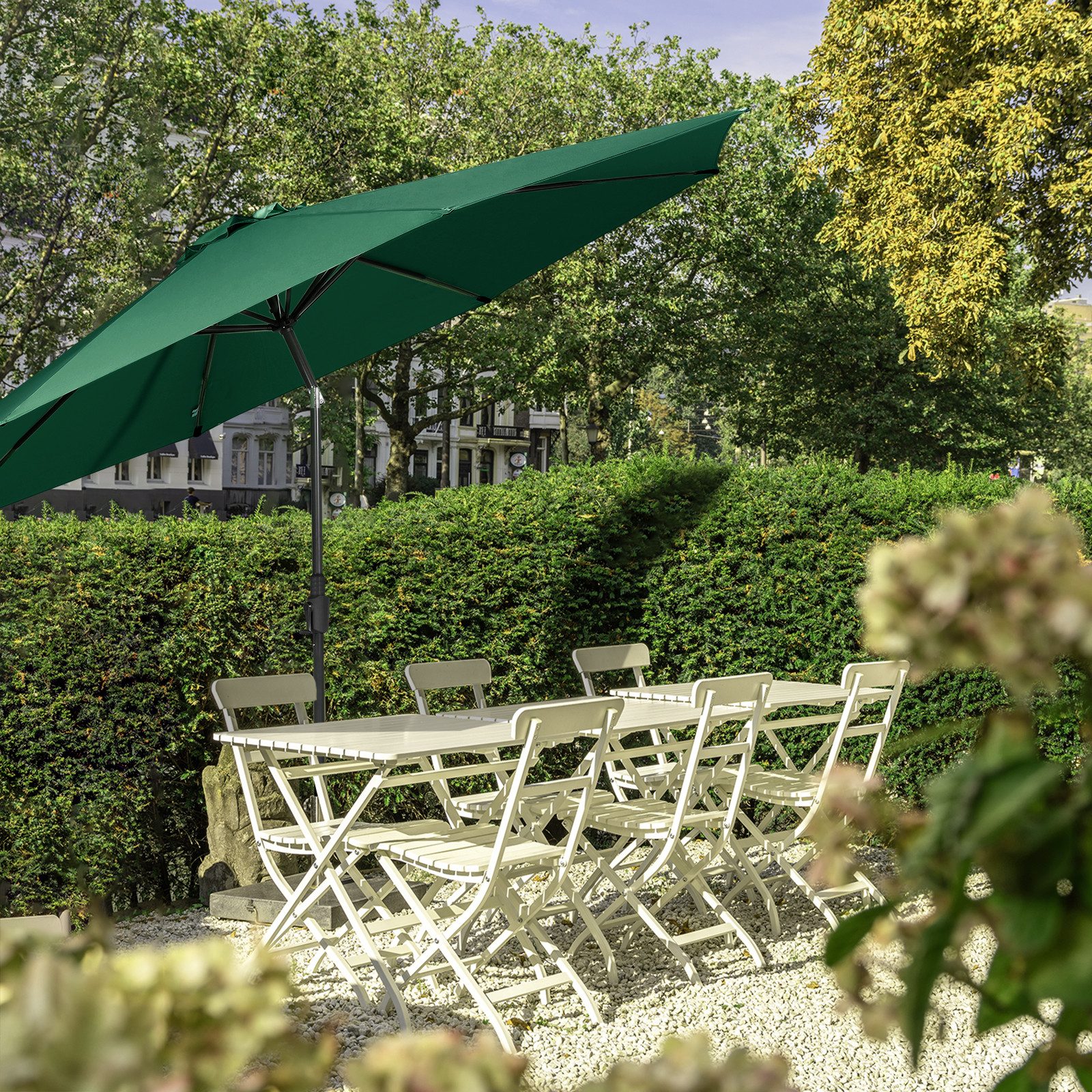 Sekey Sonnenschirm ∅ 220/270/350 cm Gartenschirm mit Kurbel Marktschirm Neigbar, LxB: 270,00x271,00 cm, Sonnenschutz UV50+, Windfest und Stabil, 100% Wasserfest