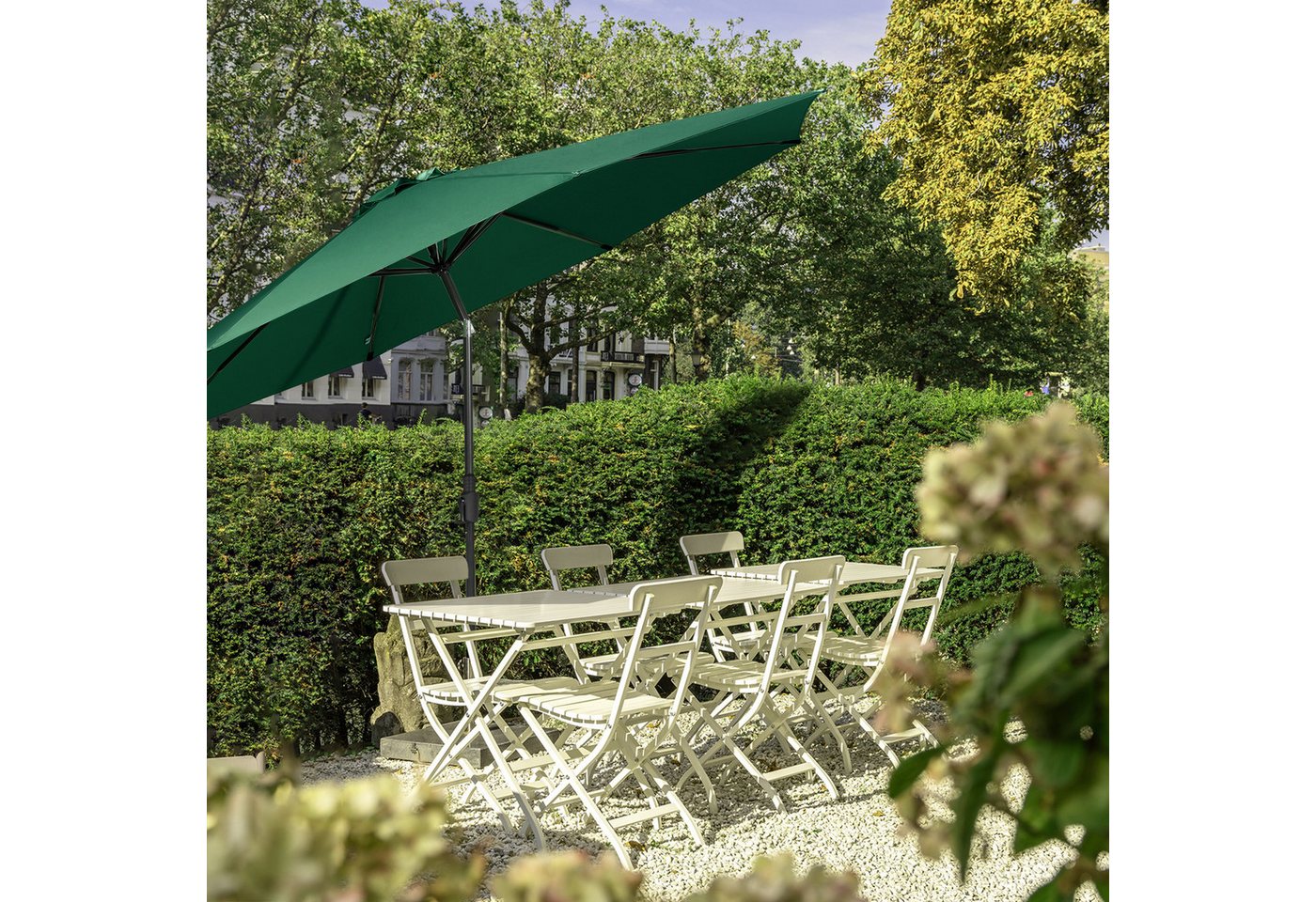 Thumbnail - Sekey Sonnenschirm Gartenschirm mit Kurbel ∅ 220/270/350 cm, LxB: 347,00x271,00 cm, Geeignet für 6-8 Personen, Kippbar, ...