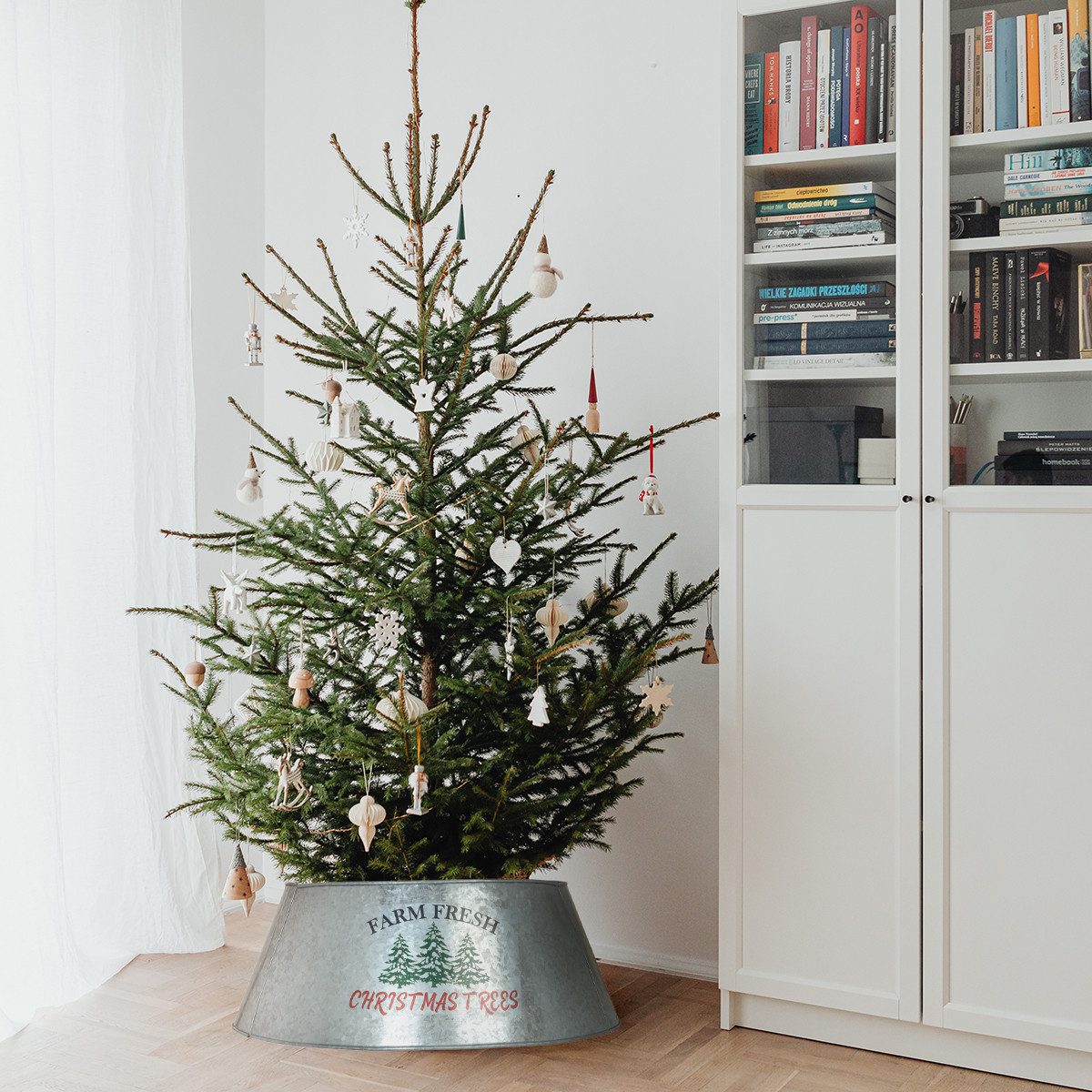 Marrakesch Orient & Mediterran Interior Weihnachtsbaumdecke Vintage Weihnachtsbaum Kragen Arjan aus Metall in Silber 60 cm Deko (1-tlg), Handarbeit