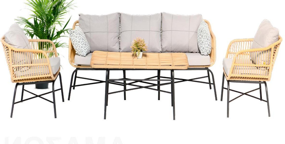 Xlmoebel Gartenlounge-Set Garten Sitzmöbel Set: Dreisitzer Sofa, Sessel und Esstisch, (Gartenmöbel-Set, 4-tlg., 3-Sitzer Sofa; 2x Sessel; Couchtisch), Made in Europa