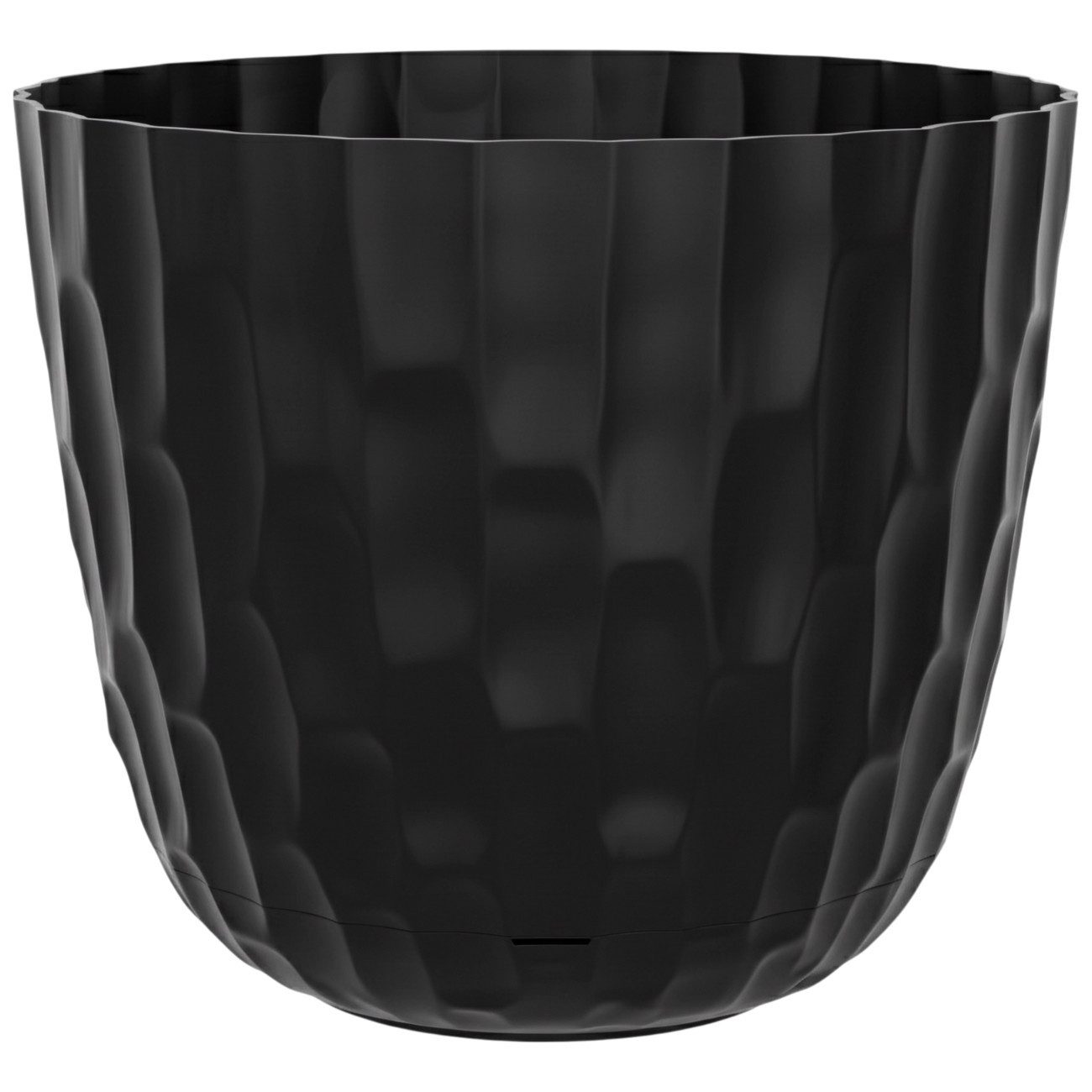 Engelland Blumentopf Pflanztopf mit Untersetzer & Bewässerungssystem (Vorteils-Set, 1 St., robuster PP-Kunststoff), Übertopf, Hammerschlag-Optik, Innen- & Außen, Wasserspeicher, rund