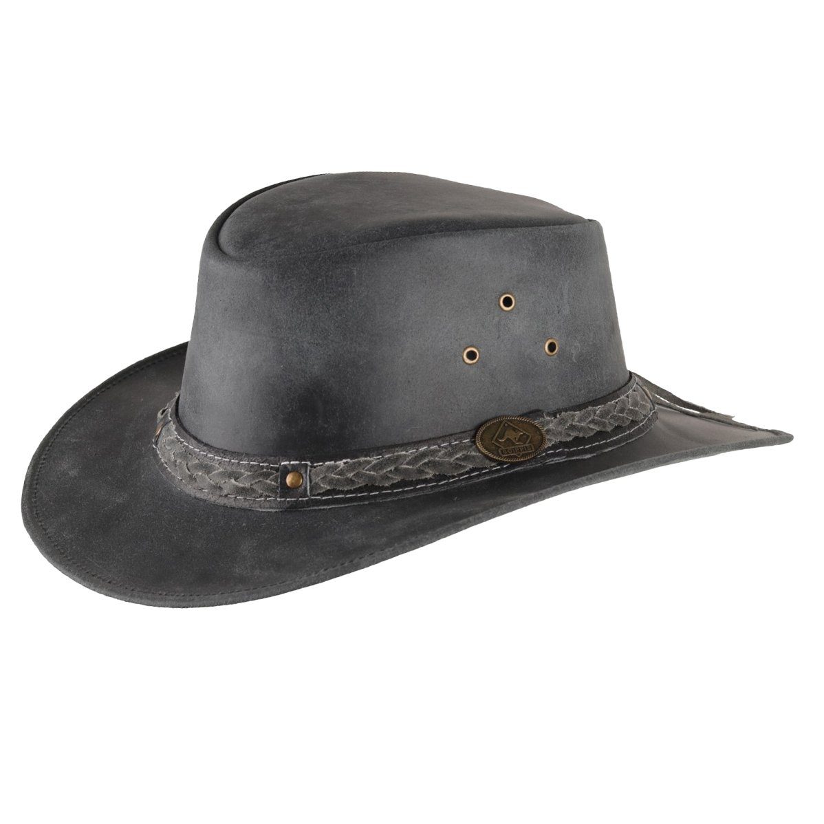 Scippis Trilby Outdoor Black Western-Lederhut Williams Band geflochtenes