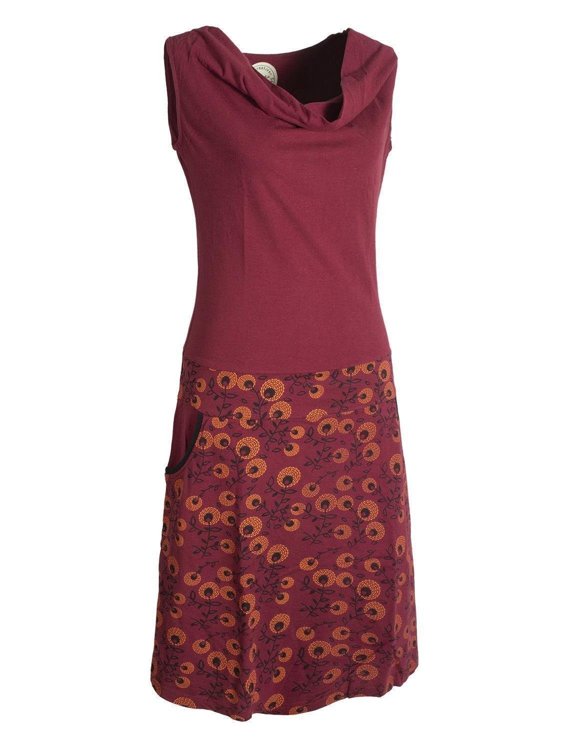 Vishes Sommerkleid Kleid Blumen-Muster, Wasserfall-Kragen und Taschen Hippie, Ethno, Goa, Elfen Style