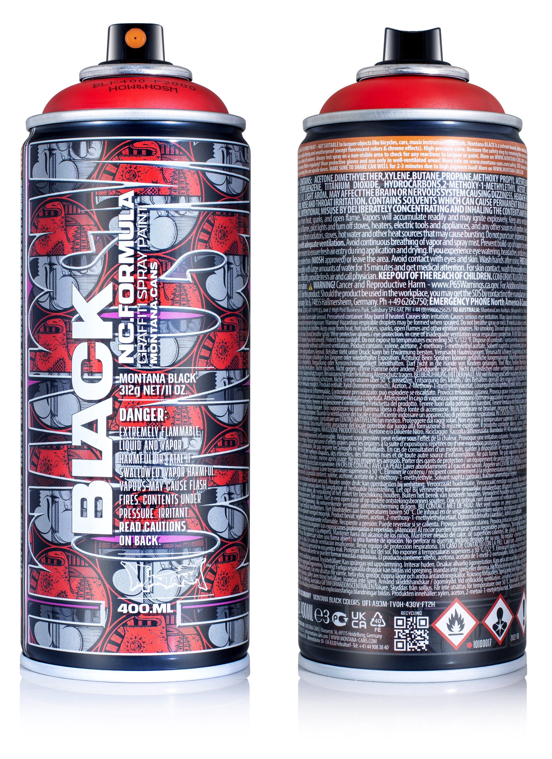 Montana Cans Sprühlack Montana BLACK, Artist Edition, HOW & NOSM, Power Red, 400ml