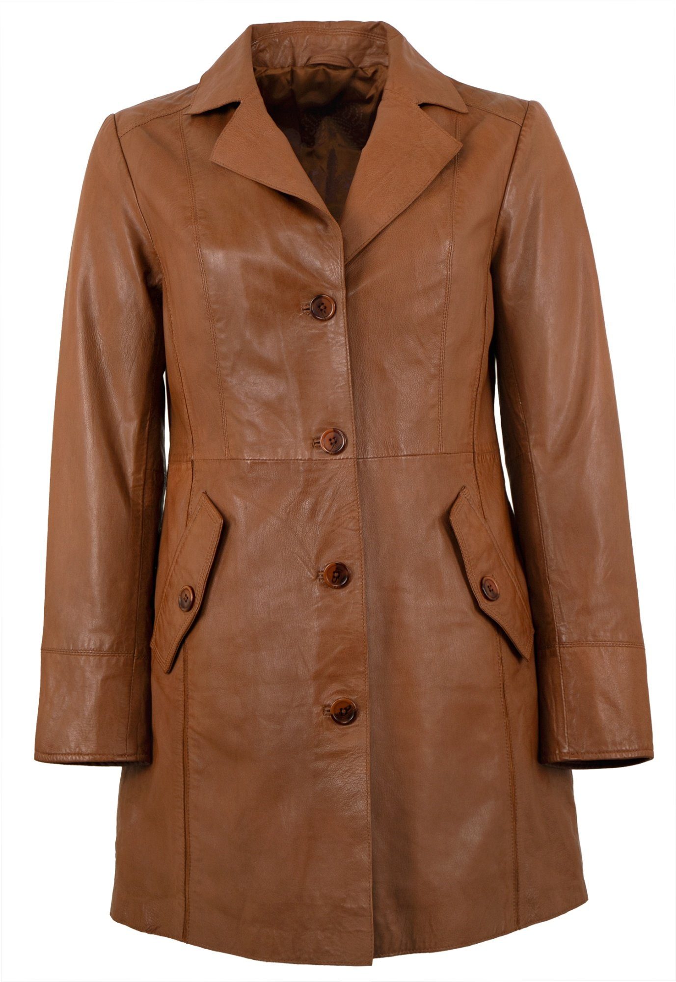 Maddox Lederjacke Sonja-20 MADDOX - Damen Echtleder Ledermantel Übergangsmantel Lammnappa cognac