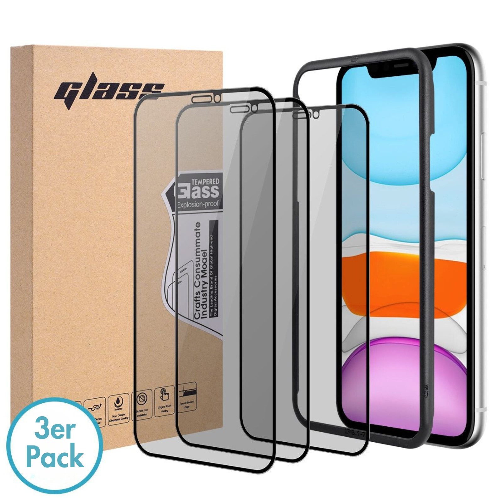 MonkeyTEC Displayschutzfolie Apple iPhone 13 Pro Max Blendschutzfolie Anti-Fingerprint Anti-Oil 3x für iPhone, Komplettset, 3 Stück, Blendschutz, Augenschonend, Anti-Fingerprint, Anti-Öl