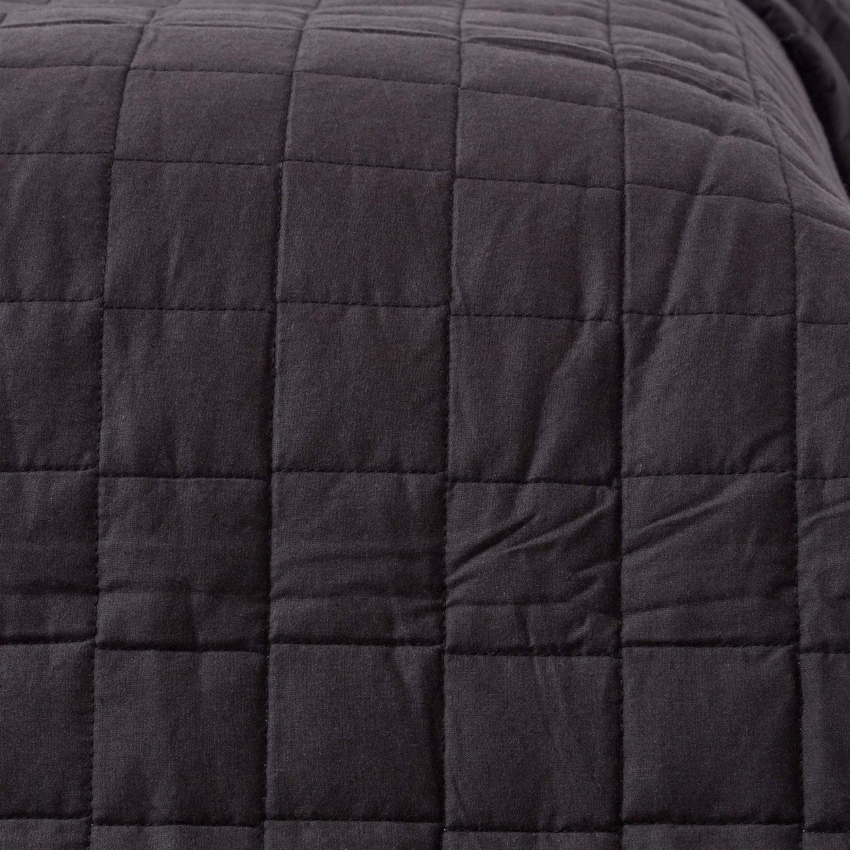Plaid Gesteppte Tagesdecke aus 100% Baumwolle, schwarz/grau, 150 x 200 cm, Homescapes
