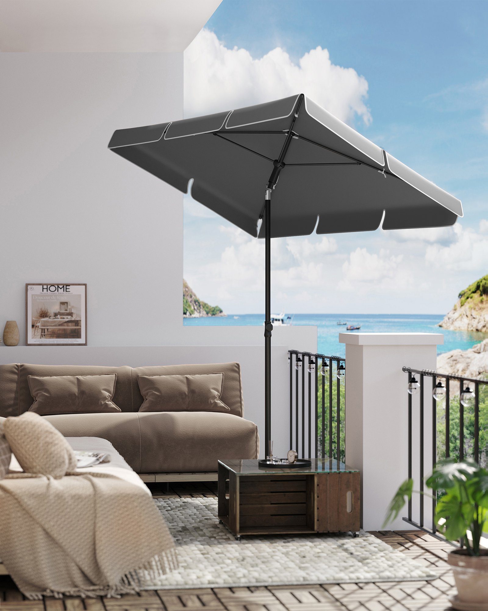 SONGMICS Sonnenschirm, Balkonschirm, UPF 50+, Aufbewahrungstasche, ohne  Ständer