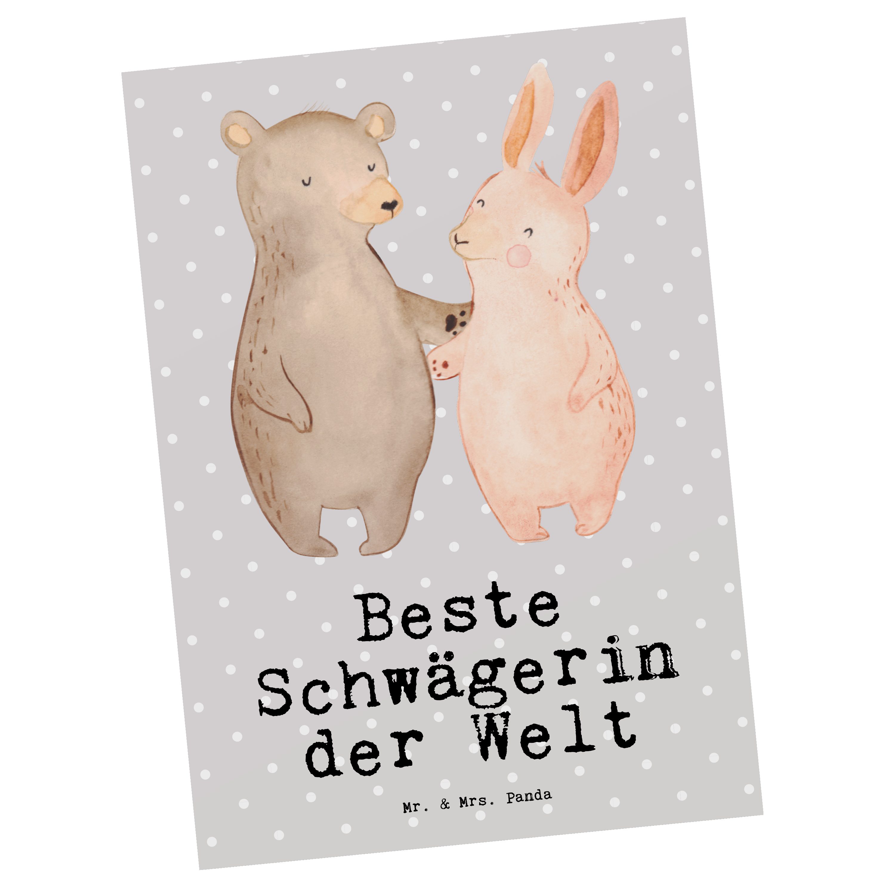 & Pastell Mr. Hase Geschenkkar - - Geschenk, Mrs. der Grau Panda Welt Schwägerin Postkarte Beste