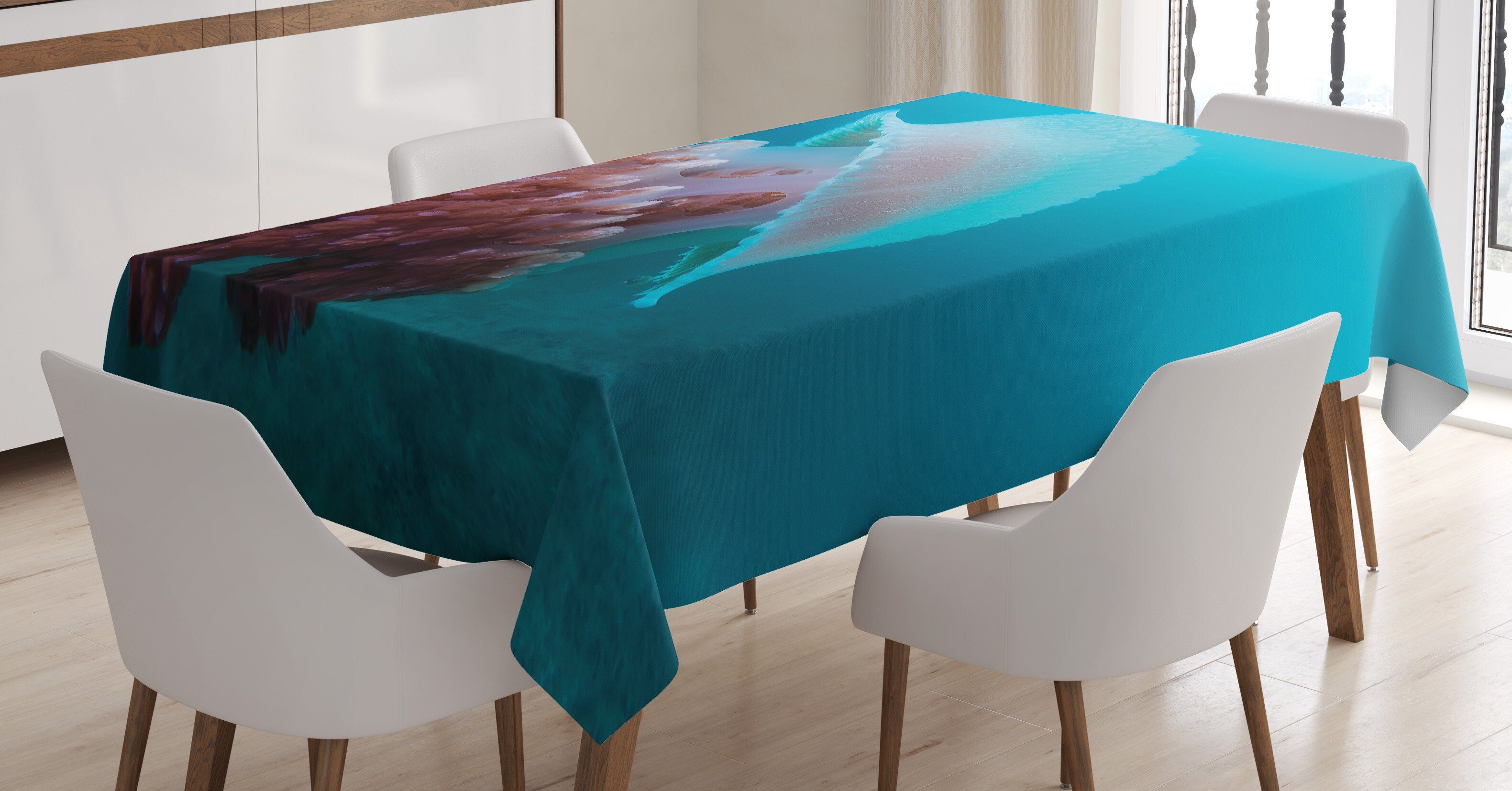 Abakuhaus Tischdecke Farbfest Waschbar Für den Außen Bereich geeignet Klare Farben, Qualle Big Fluffy Kreatur Meer