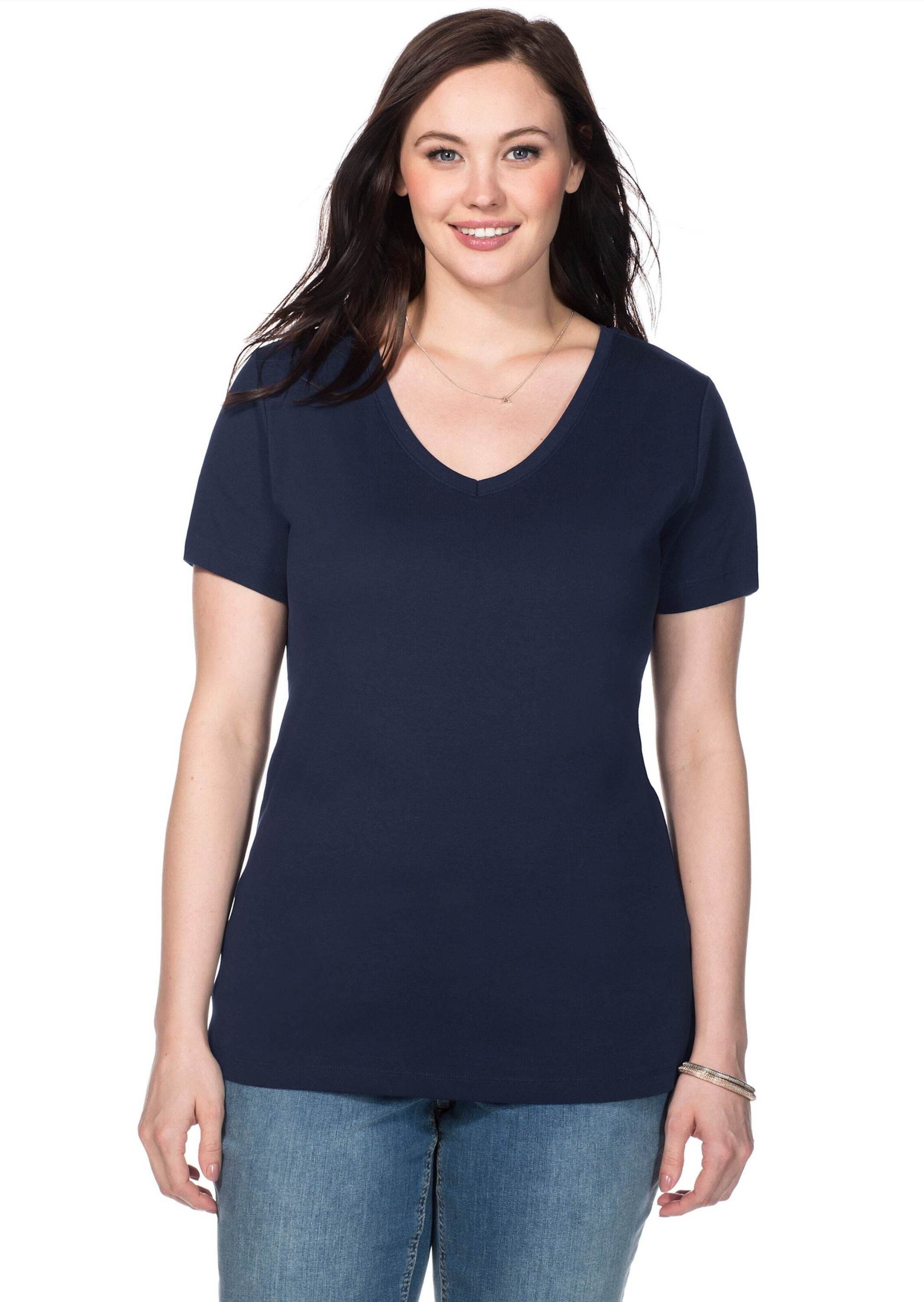 Sheego T-Shirt T-Shirt Kurzarm mit V-Ausschnitt