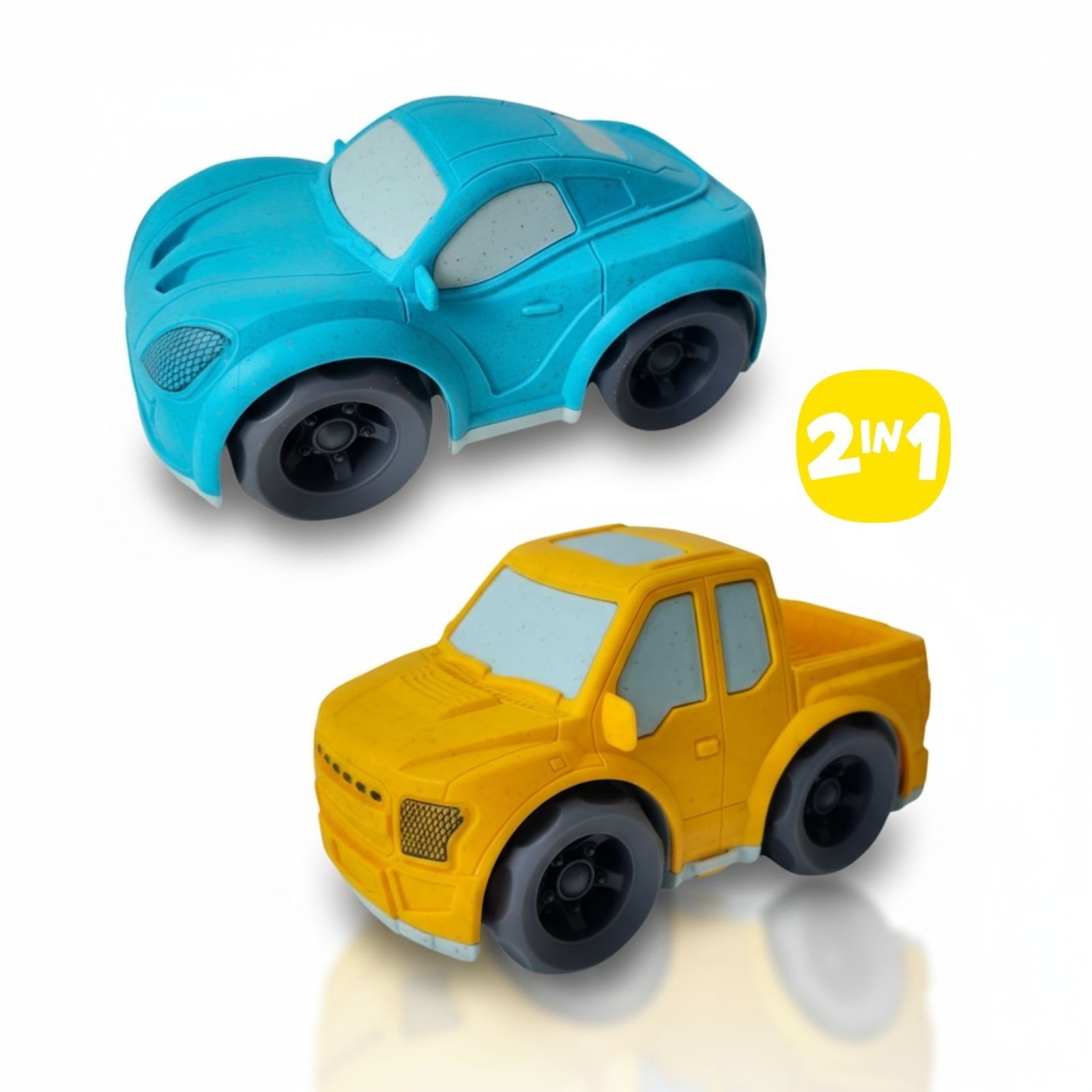 alldoro Spielzeug-Rennwagen 2er Set Spielzeugautos Rennwagen & Pickup für Kinder ab 1 Jahr, Spielfahrzeuge aus nachhaltigem Material für drinnen & draußen
