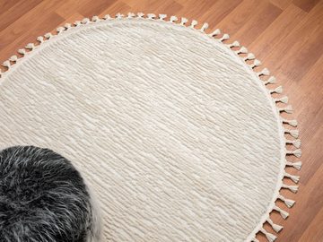 Hochflor-Teppich Moroccan Pureness, Myflair Möbel & Accessoires, rund, Höhe: 24 mm, moderner Teppich, Uni-Farben, flauschig weich durch Hochflor