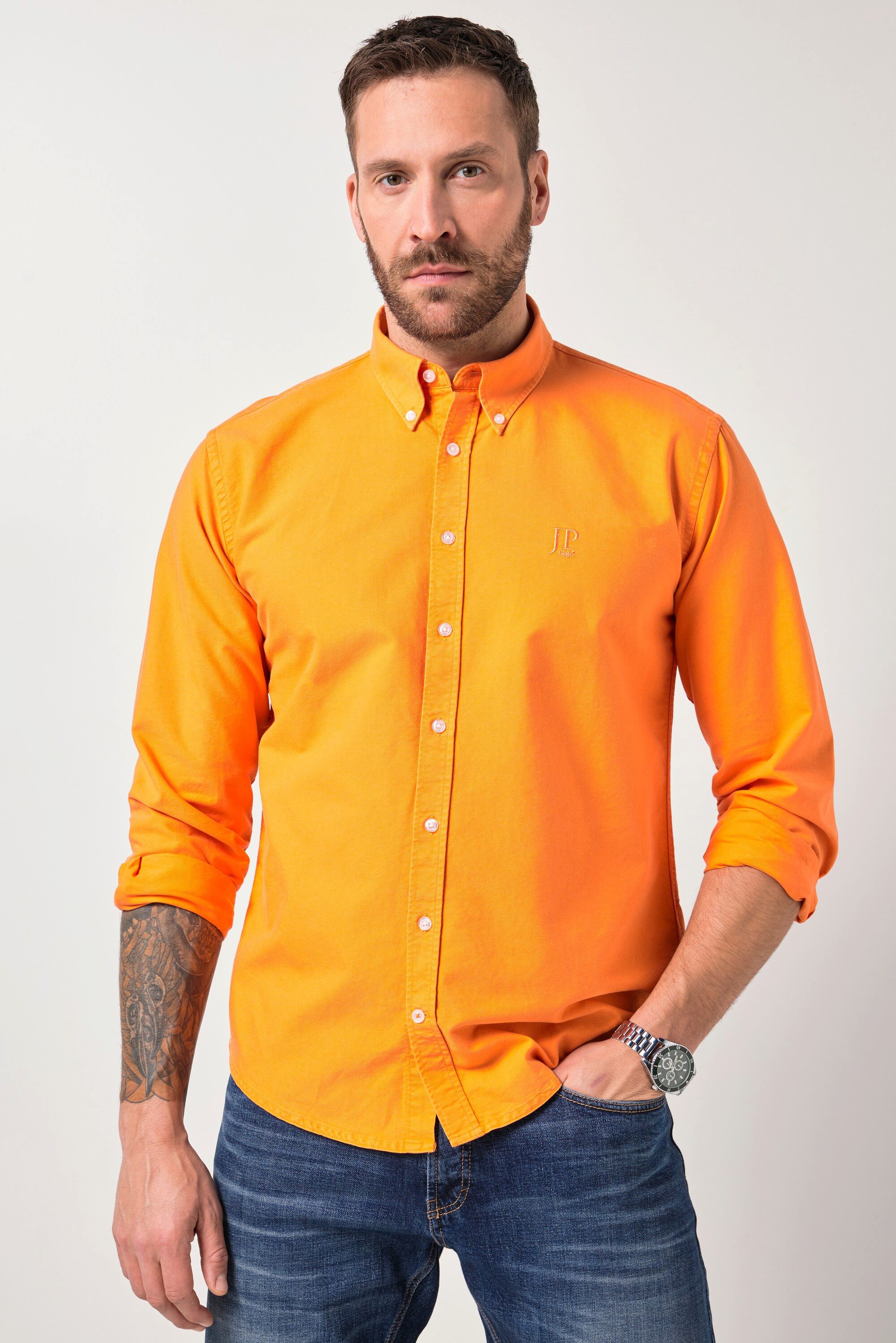 JP1880 Businesshemd Oxford-Hemd FLEXNAMIC® Langarm Buttondown-Kragen – Bild 3 von 4