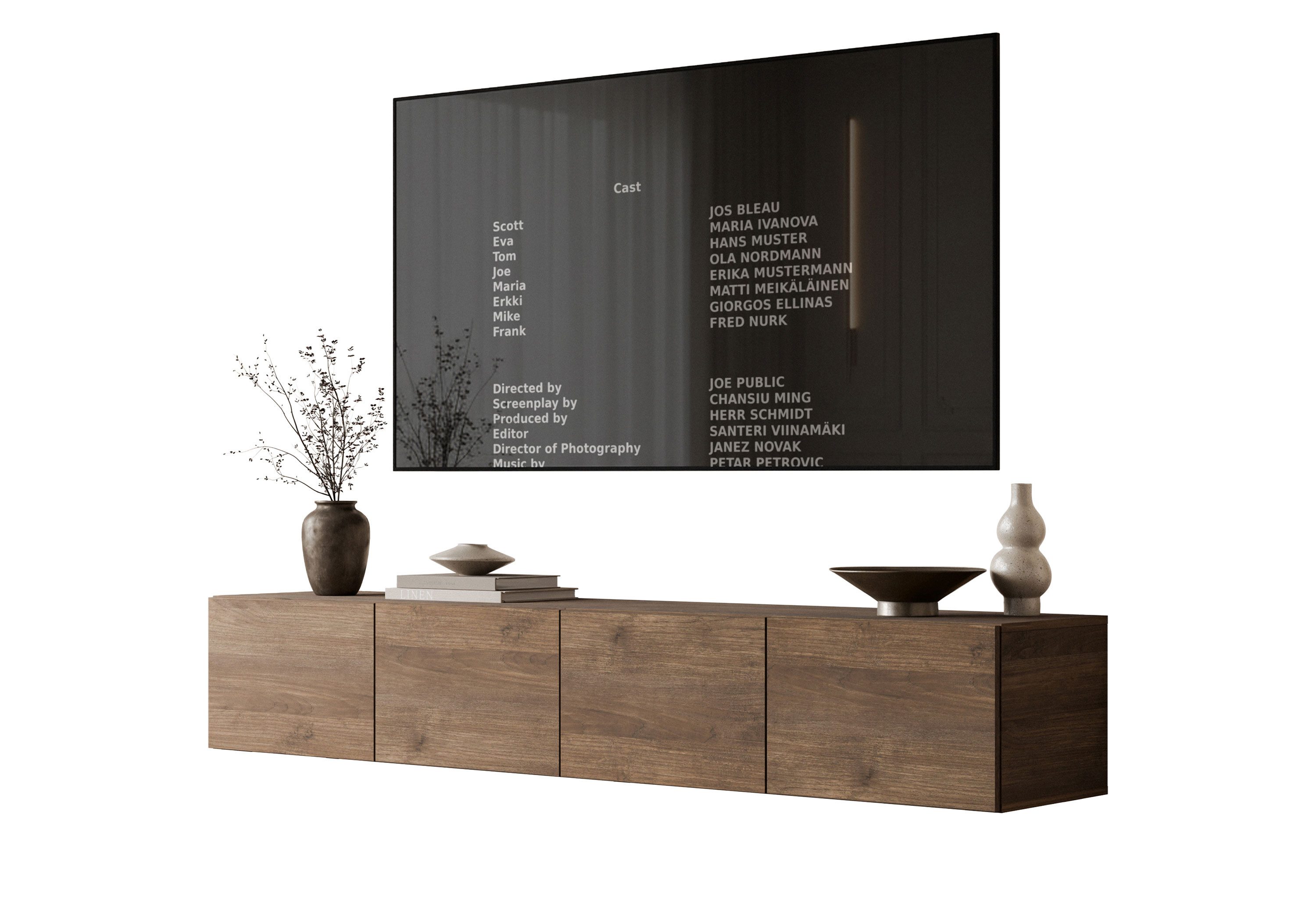 Lookway TV-Schrank COLGANTE Nussbaum 200 cm hängend (2x TV- Schrank) 200x40x36 cm