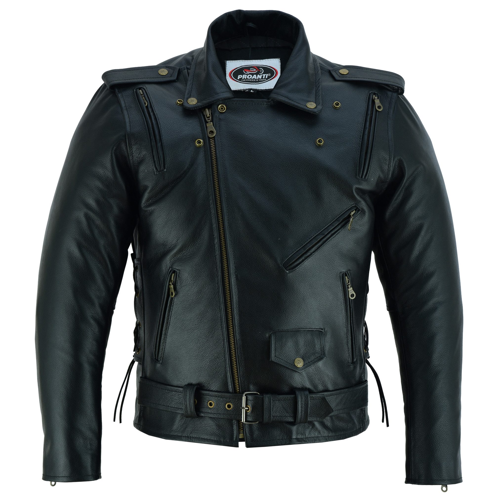 PROANTI Motorradjacke Leder Motorradjacke Biker Jacke Sport Motorrad Chopper Lederjacke