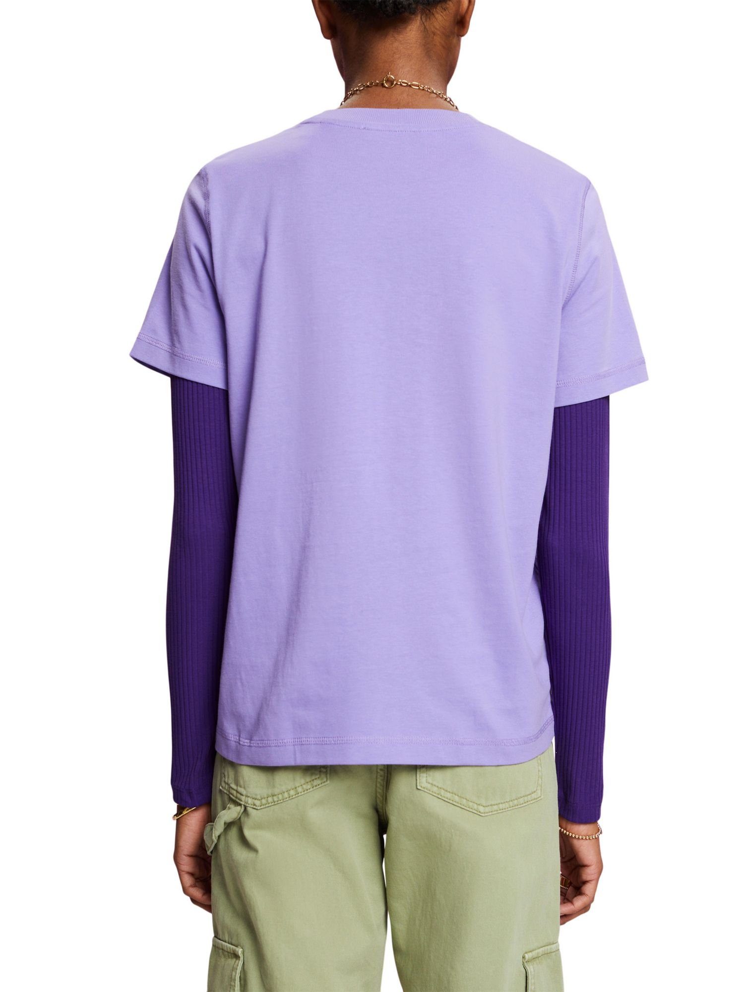 edc by Esprit T-Shirt Lockeres (1-tlg) 100 % aus T-Shirt Baumwolle PURPLE