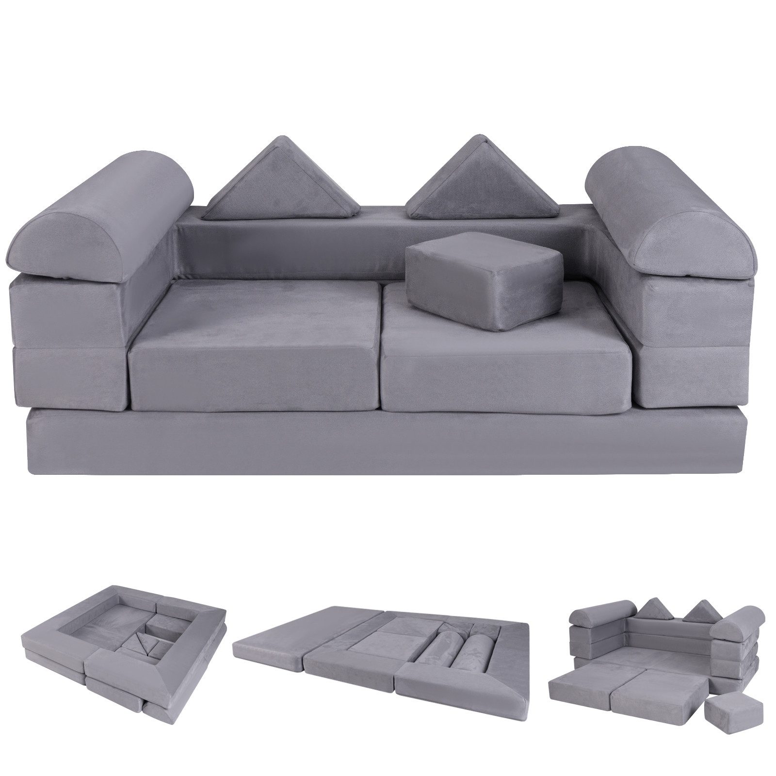 COSTWAY Kindersofa, 9 Teile, Modulares Spielsofa aus Schaumstoff für Kinder günstig online kaufen