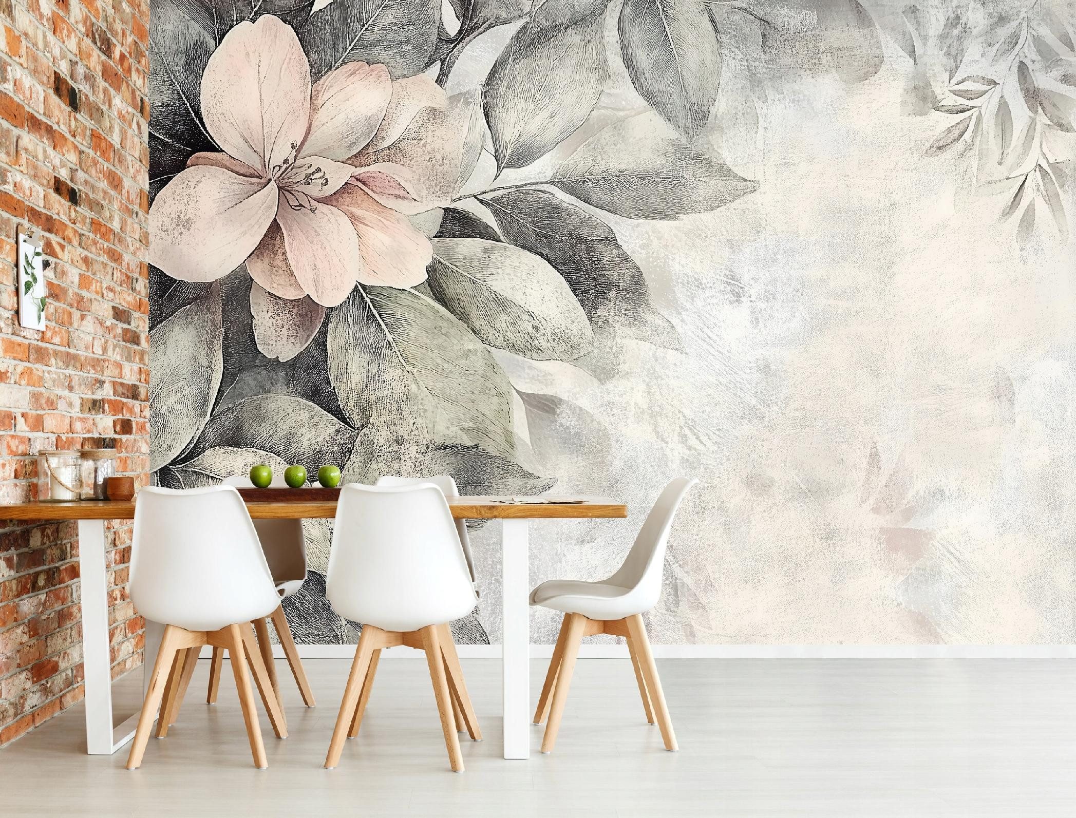 Wallarena Fototapete Vintage Blumen - Mehrfarbig - Klassisch - Vlies - Wohnzimmer, glatt, (2 St), 100x70cm