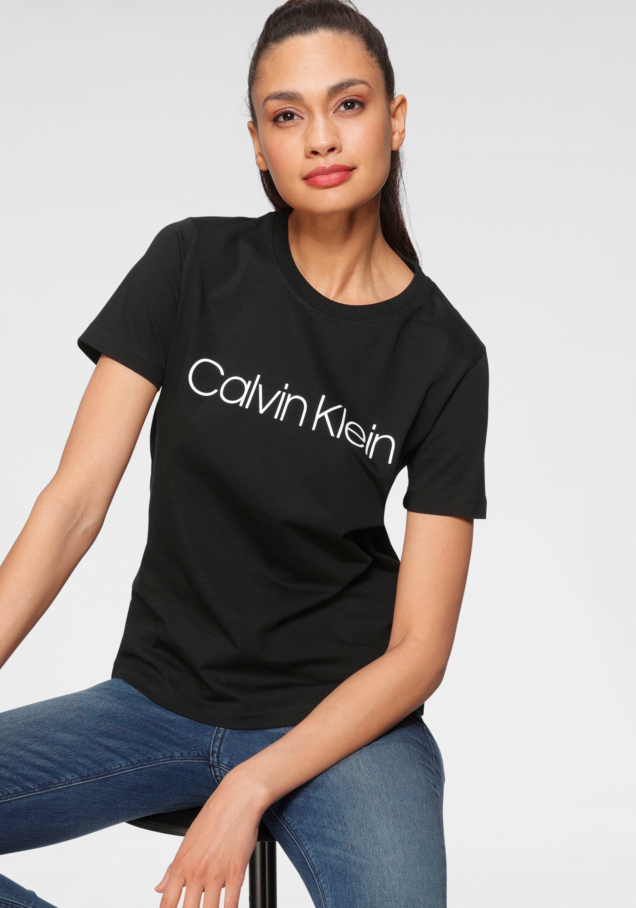 Calvin Klein Rundhalsshirt Single LOGO Klein Jersey Baumwolle Weicher au CORE Calvin mit Logo- Reiner Schriftzug, T-SHIRT