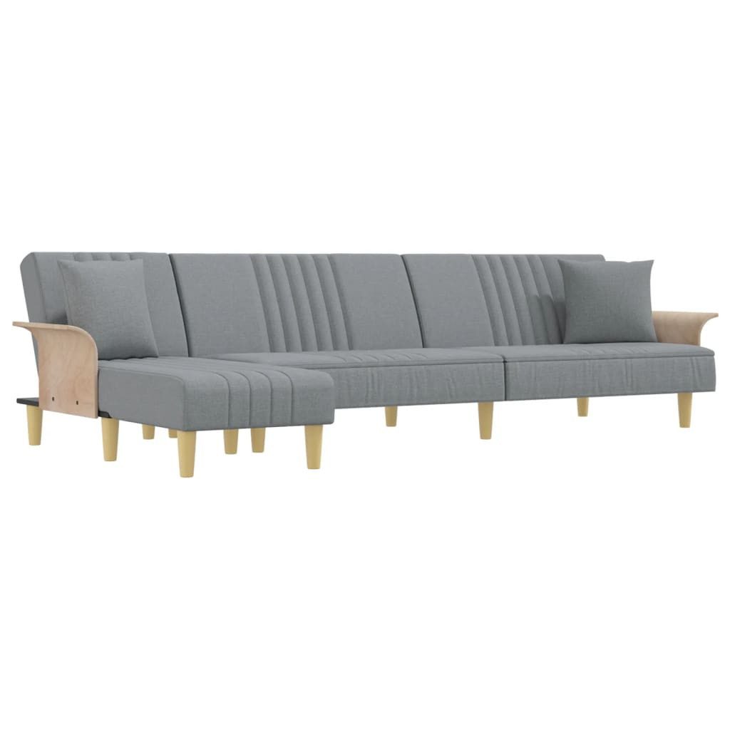 vidaXL Sofa Schlafsofa in L-Form Hellgrau 279x140x70 cm Stoff